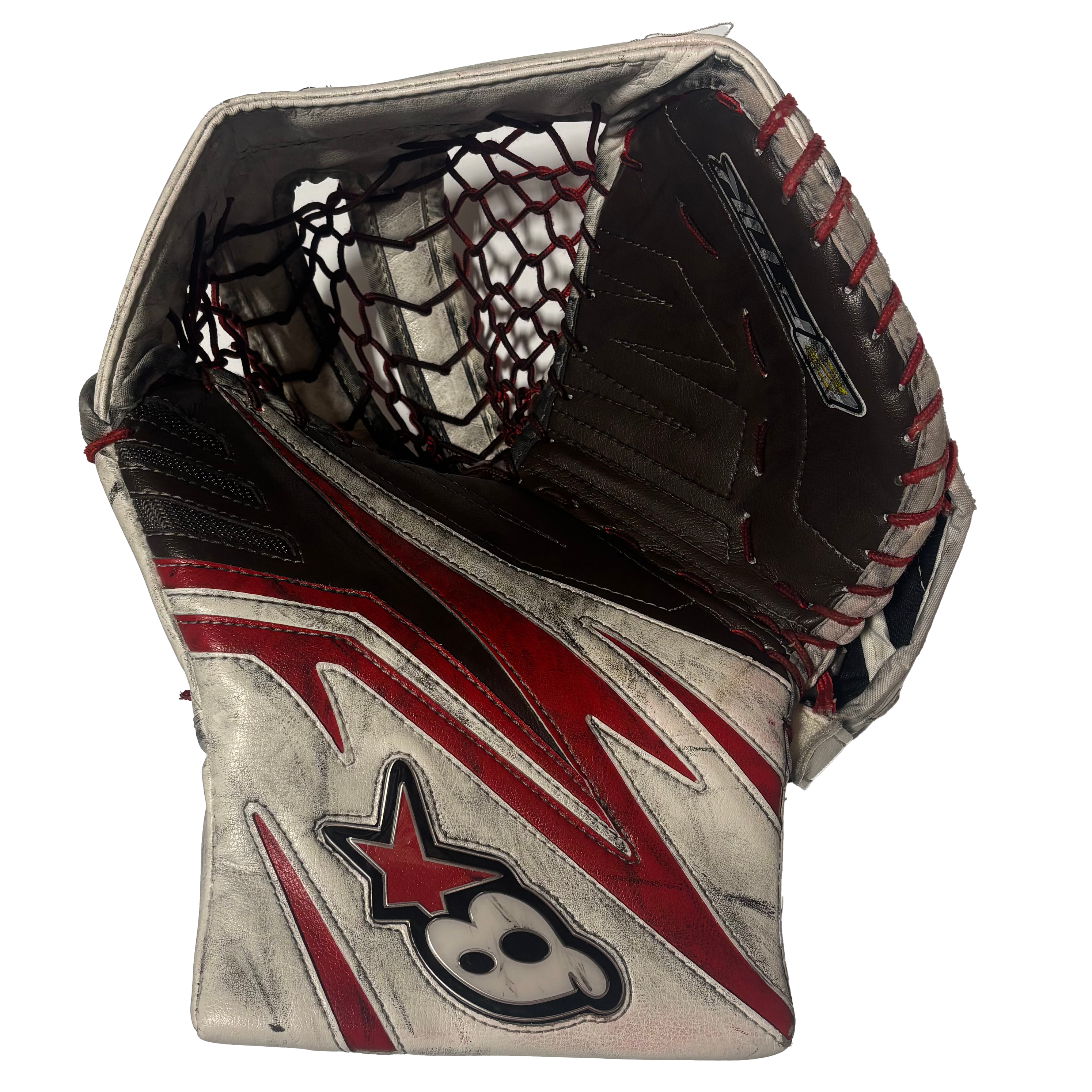 Brians Optik 2 - Used Pro Stock Goalie Glove (Brown/White/Red)