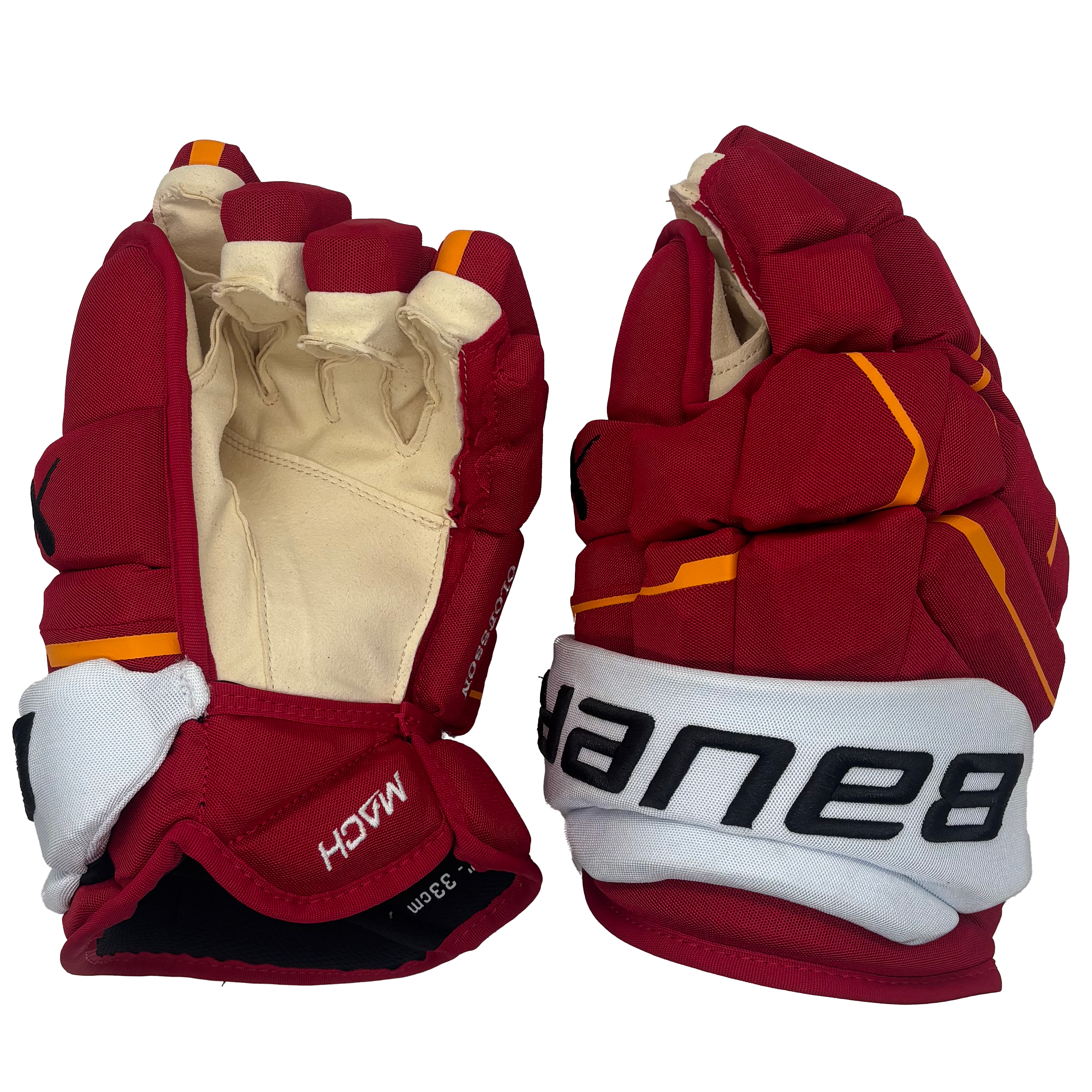 Bauer Supreme Mach - NHL Pro Stock Hockey Gloves - Victor Olofsson (Red/Yellow/White)