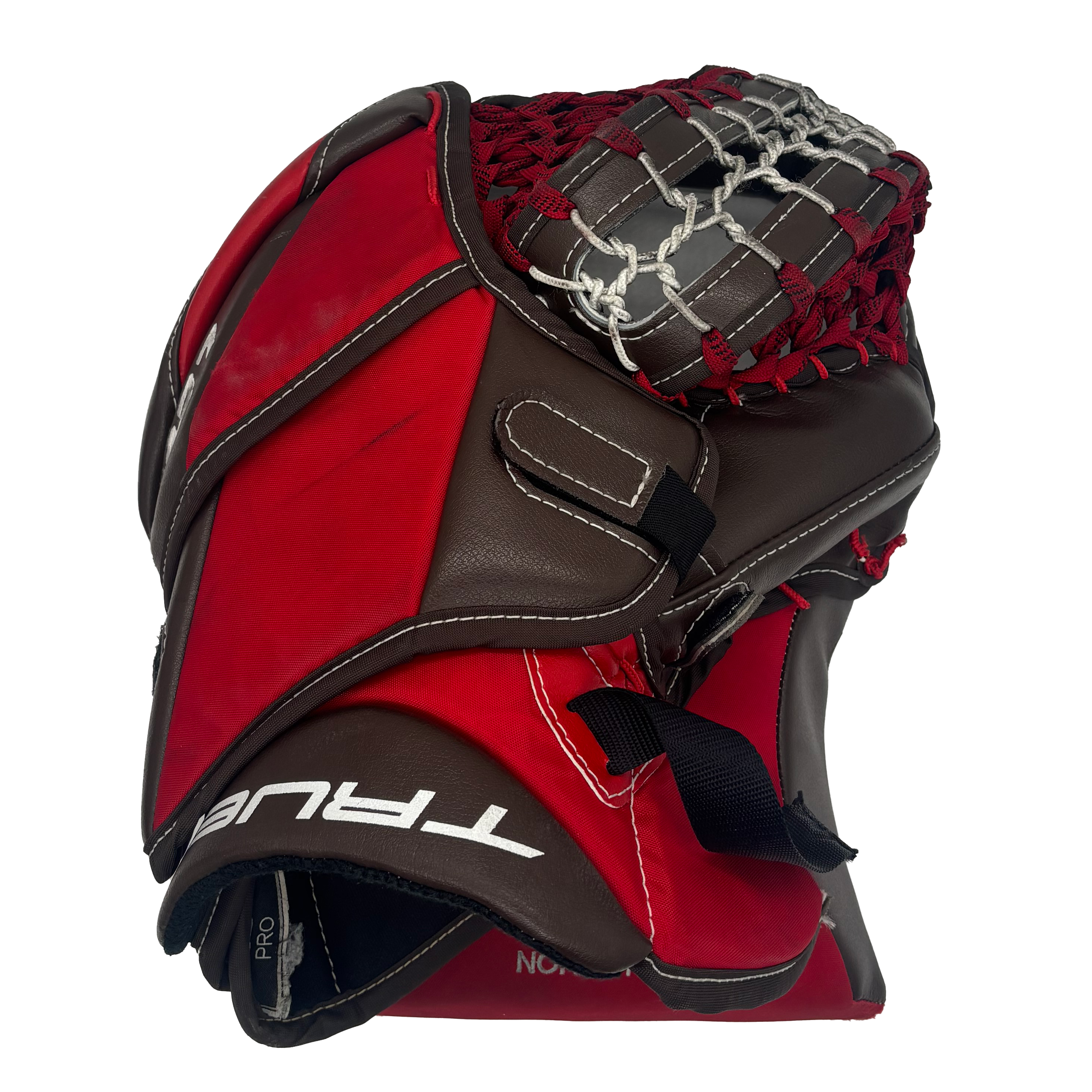 TRUE L20.2 - Used Pro Stock Goalie Glove (Brown/White/Red)