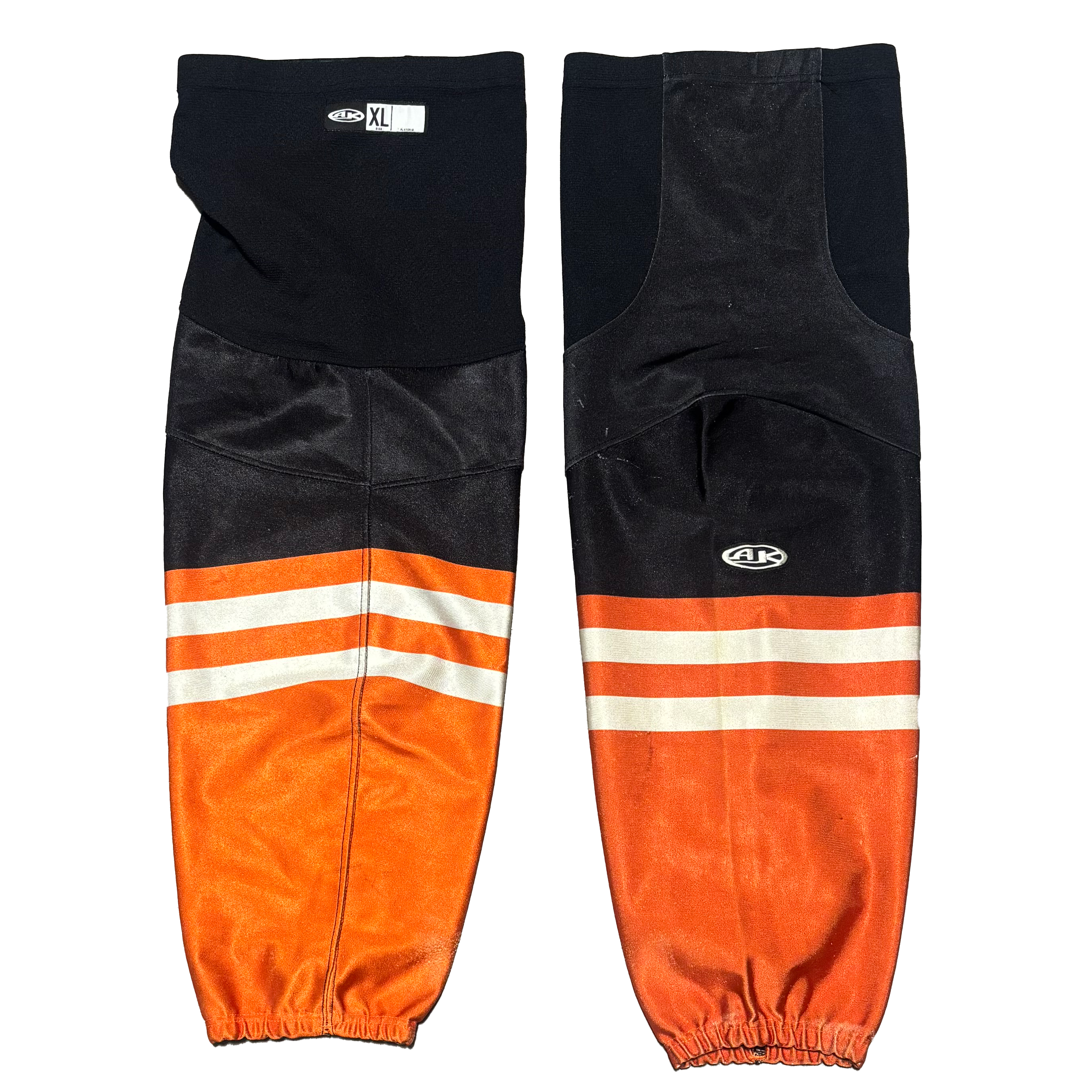 Athletic Knit - Used ECHL Game Socks (Black/Orange/White)