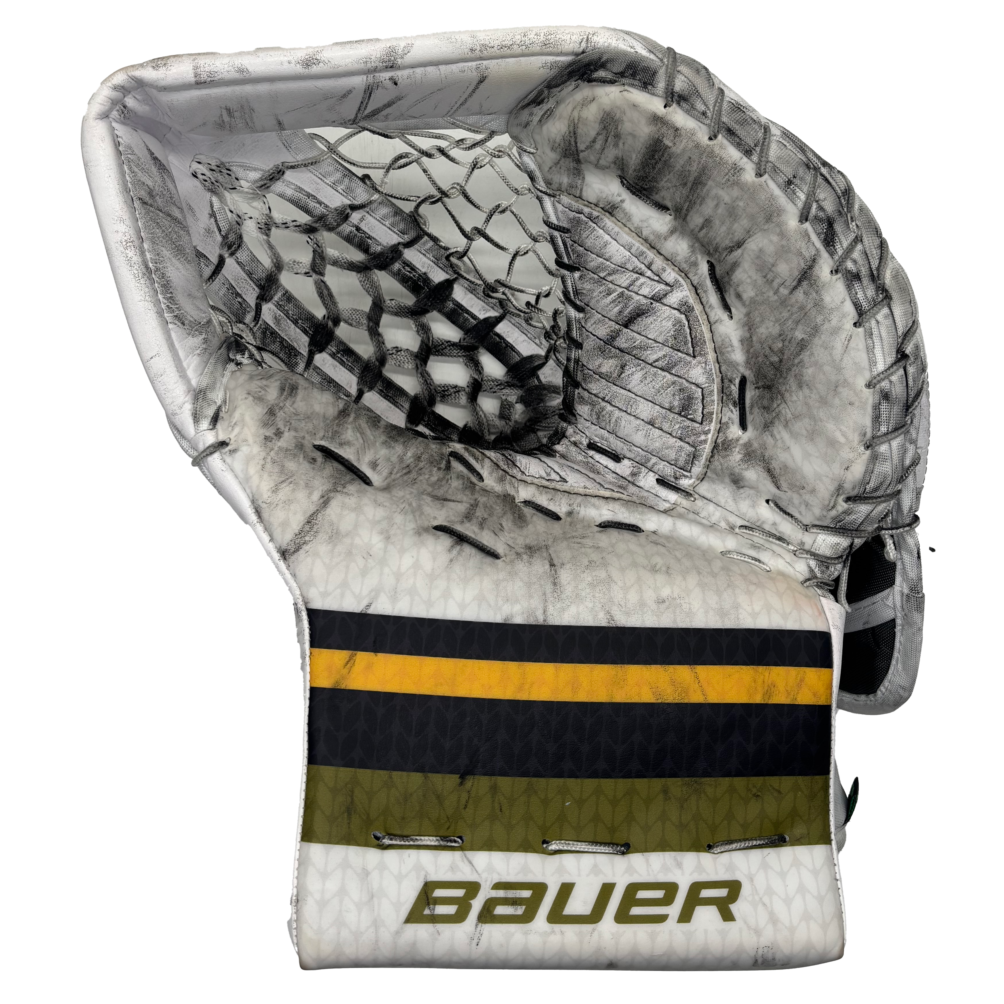 Bauer Supreme Shadow - Used Pro Stock Goalie Trapper (White/Black/Green)