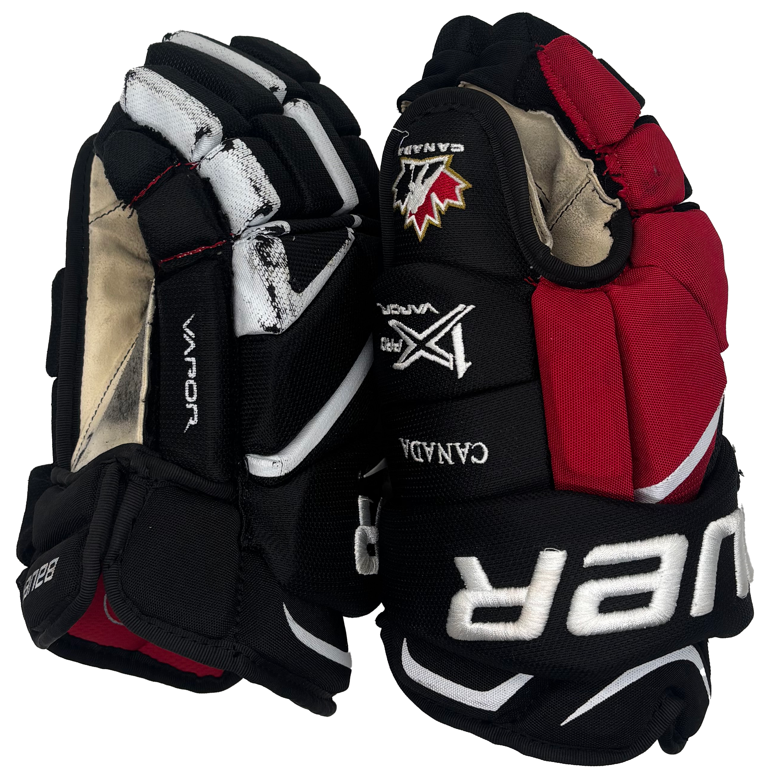 Bauer Vapor 1X Pro - Used Team Canada Pro Stock Hockey Gloves (Black/Red/White)