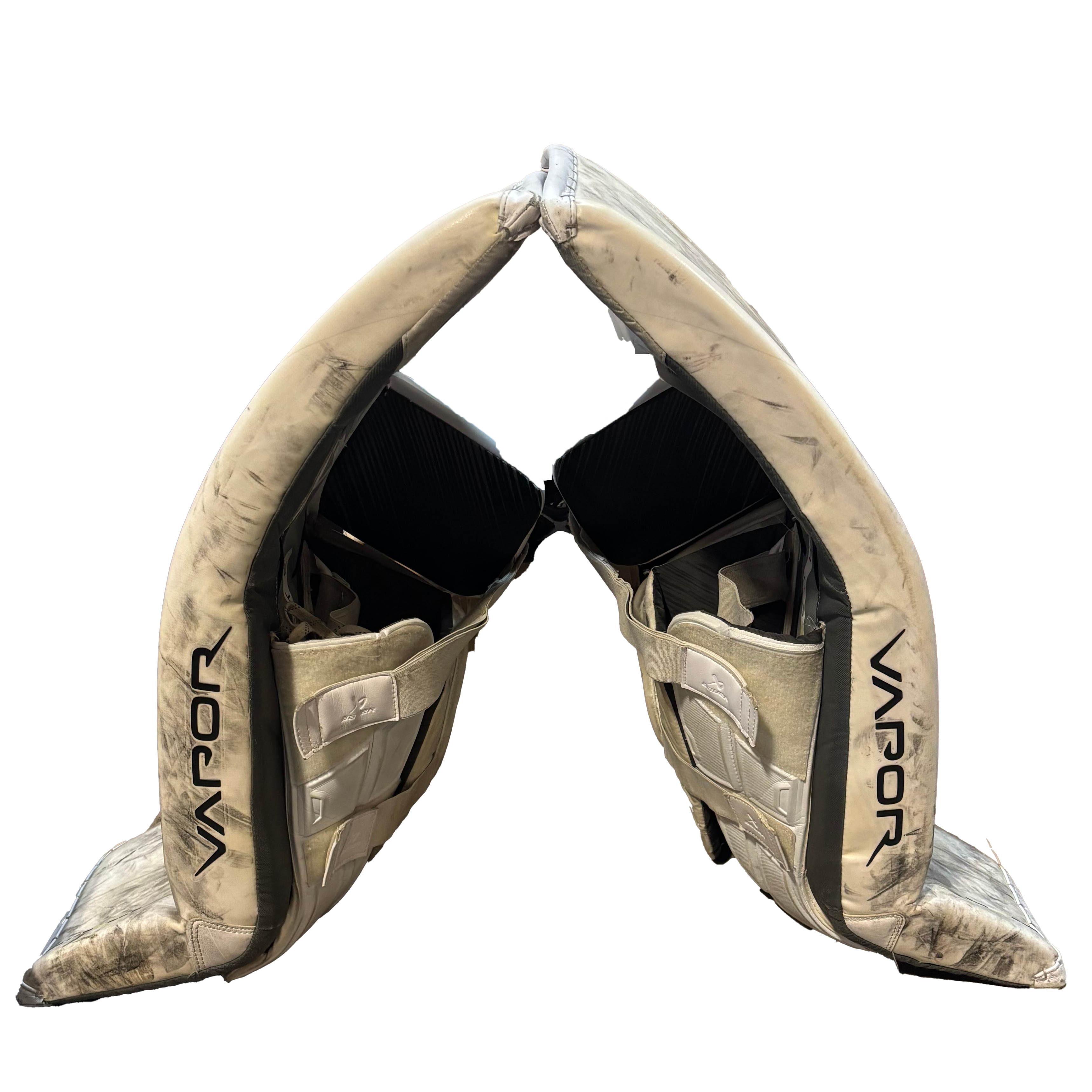 Bauer Vapor Hyperlite 2 - Used Pro Stock Goalie Pads (White/Silver)