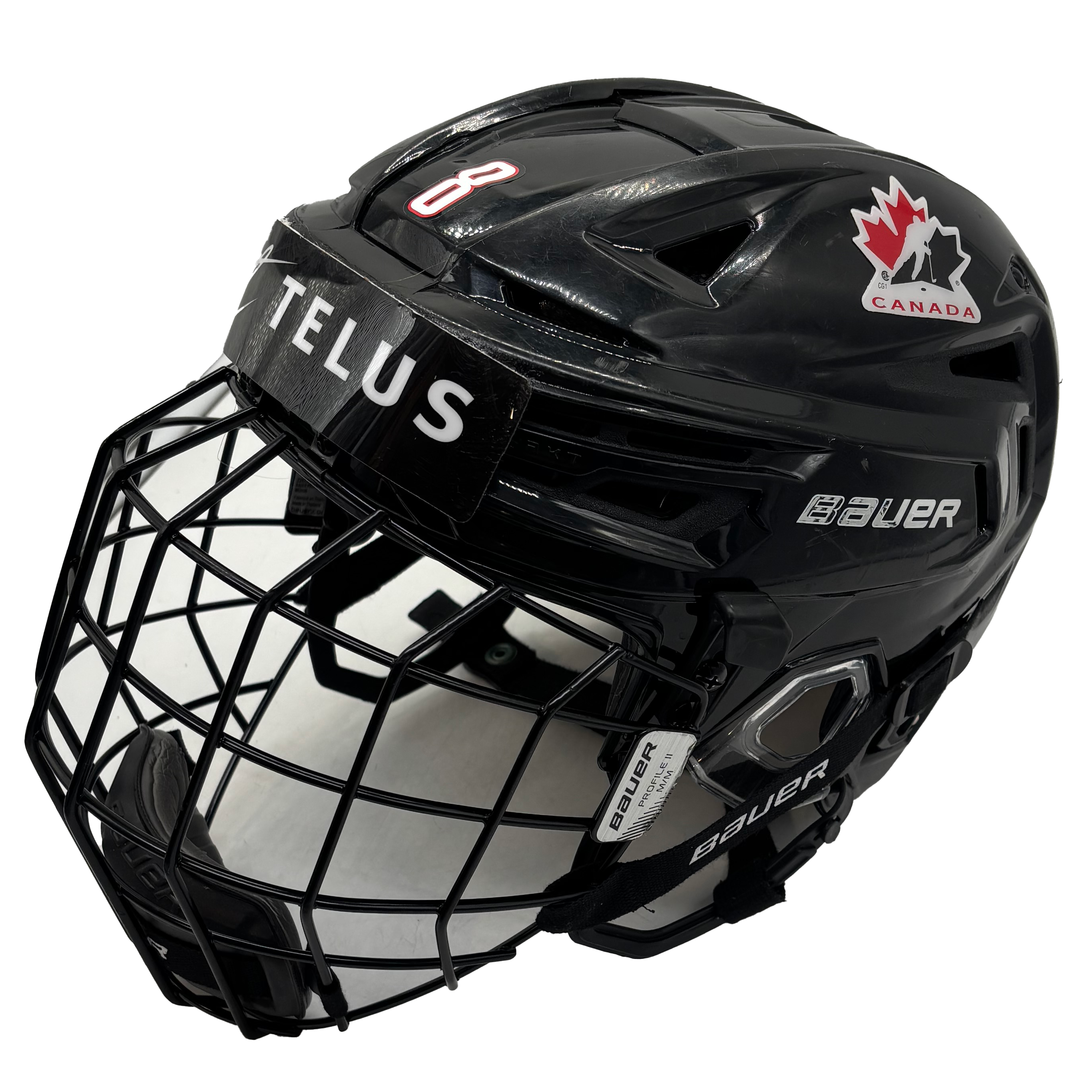 Bauer Re Akt 150 - Casque de hockey d'occasion Équipe Canada avec grille (noir)