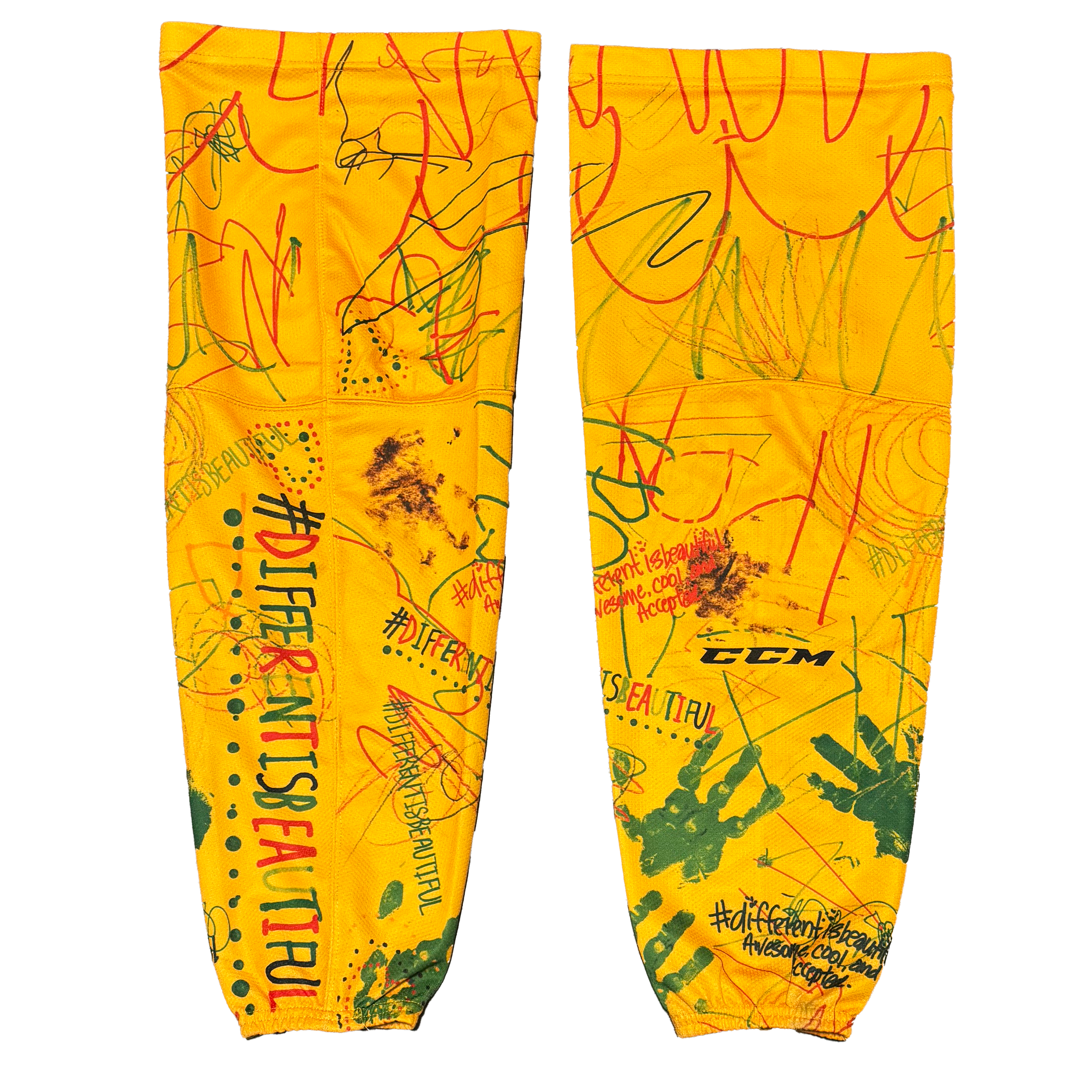 OHL - Used CCM Inclusion Awareness Hockey Sock (Yellow)