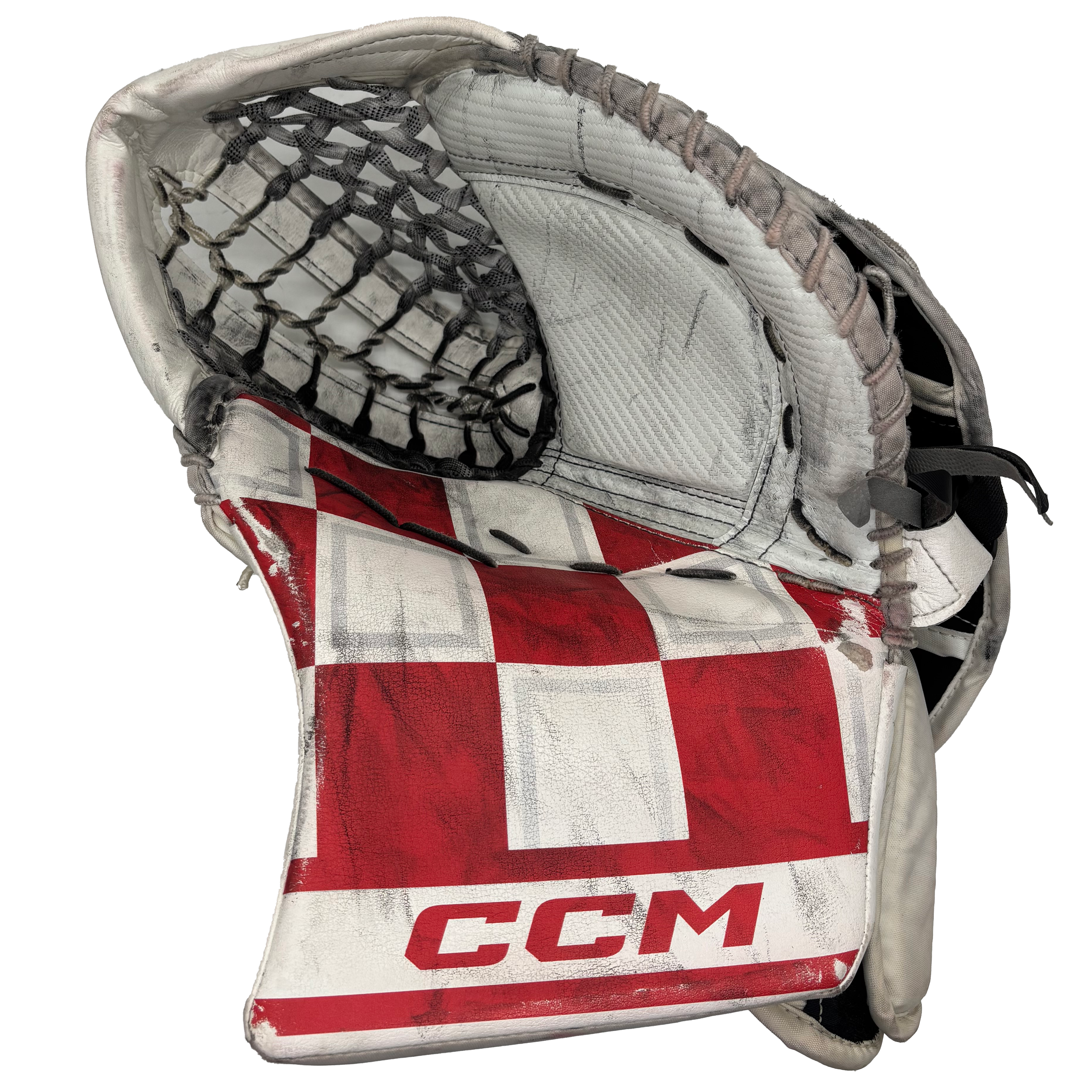 CCM Extreme Flex 6 - Used Pro Stock Goalie Glove (White/Red/Grey)