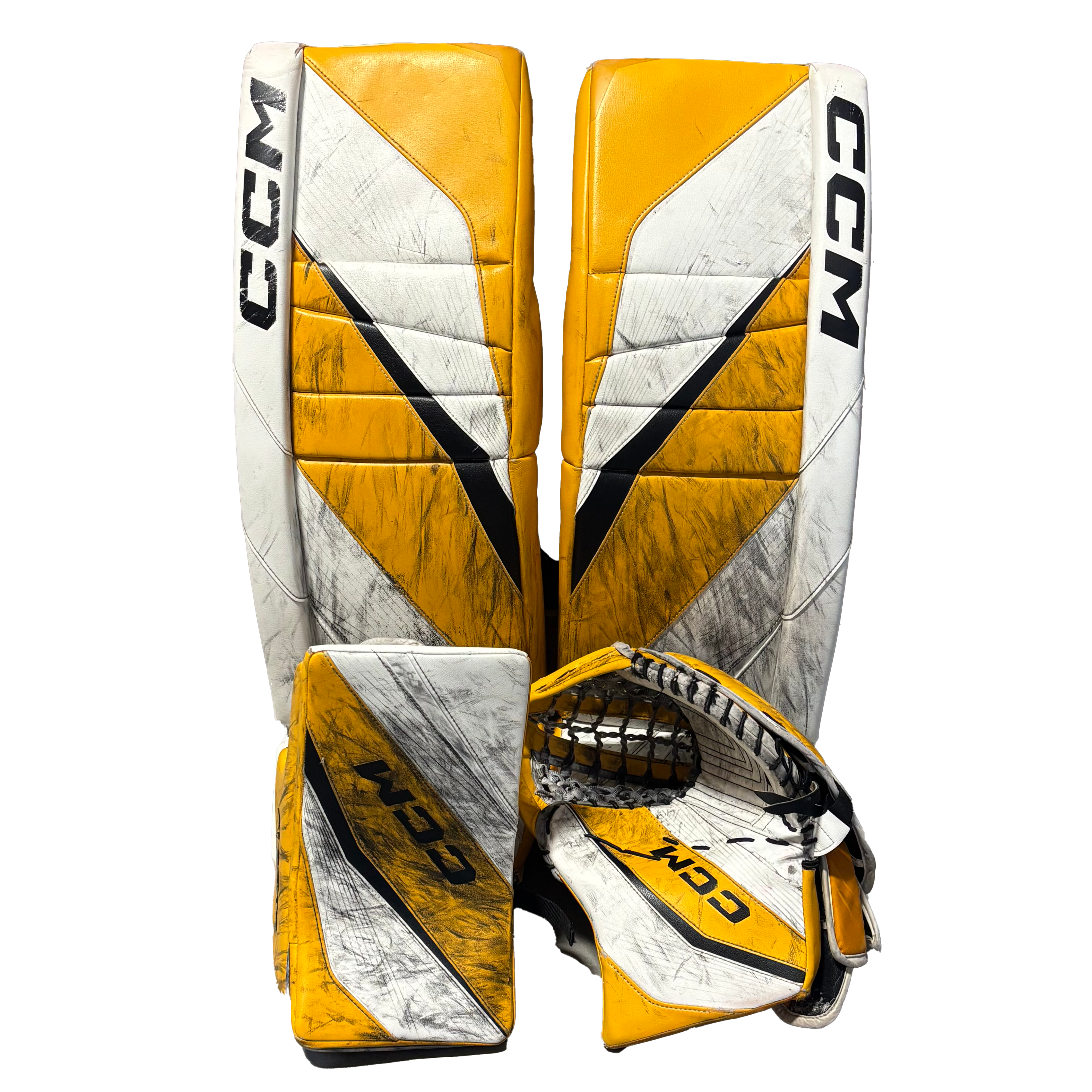 CCM Extreme Flex 6 - Used Pro Stock Full Set (White/Yellow/Black)