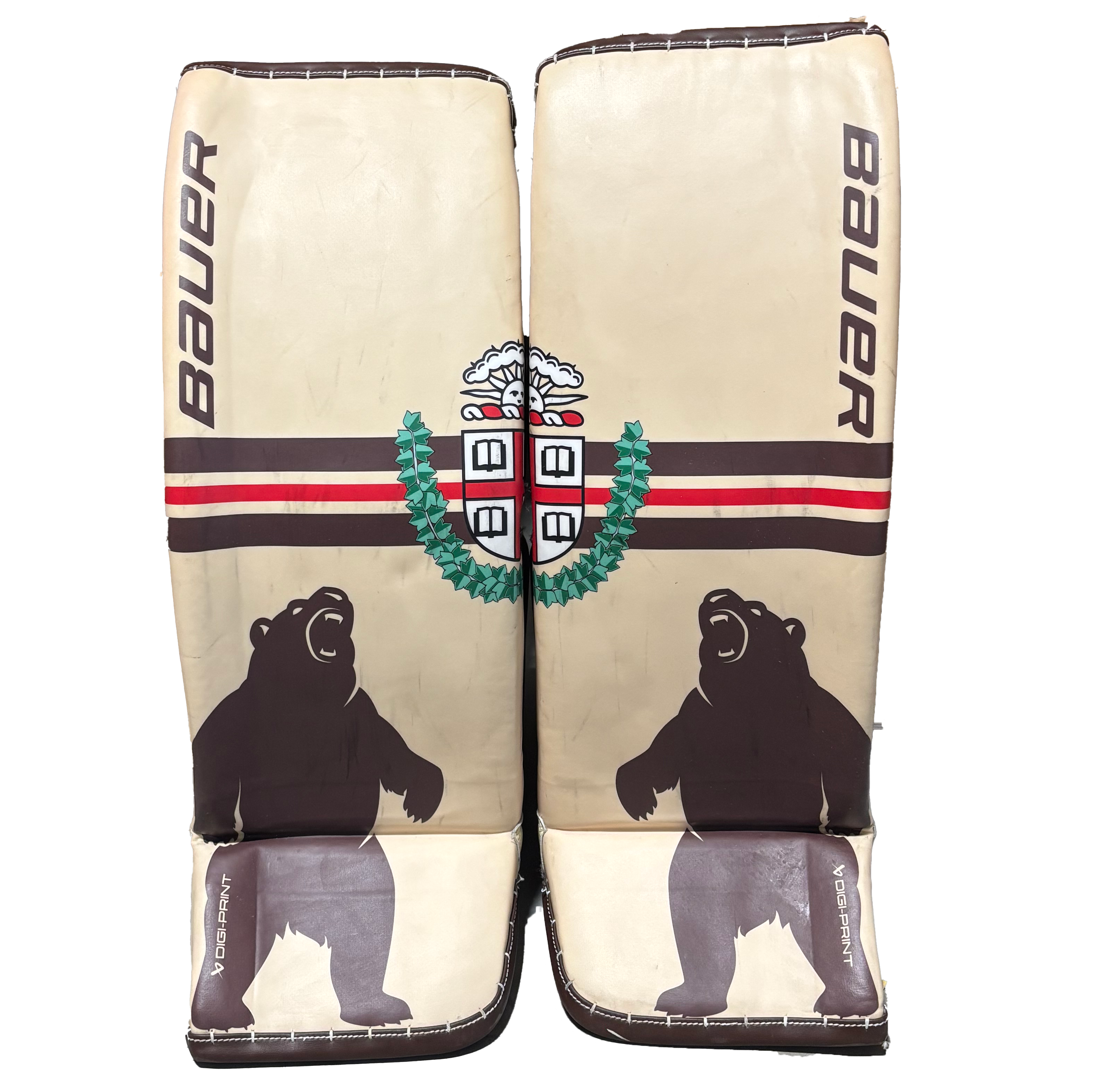 Bauer Vapor Hyperlite 2 - Used Pro Stock Goalie Pads (Cream/Brown/Red)