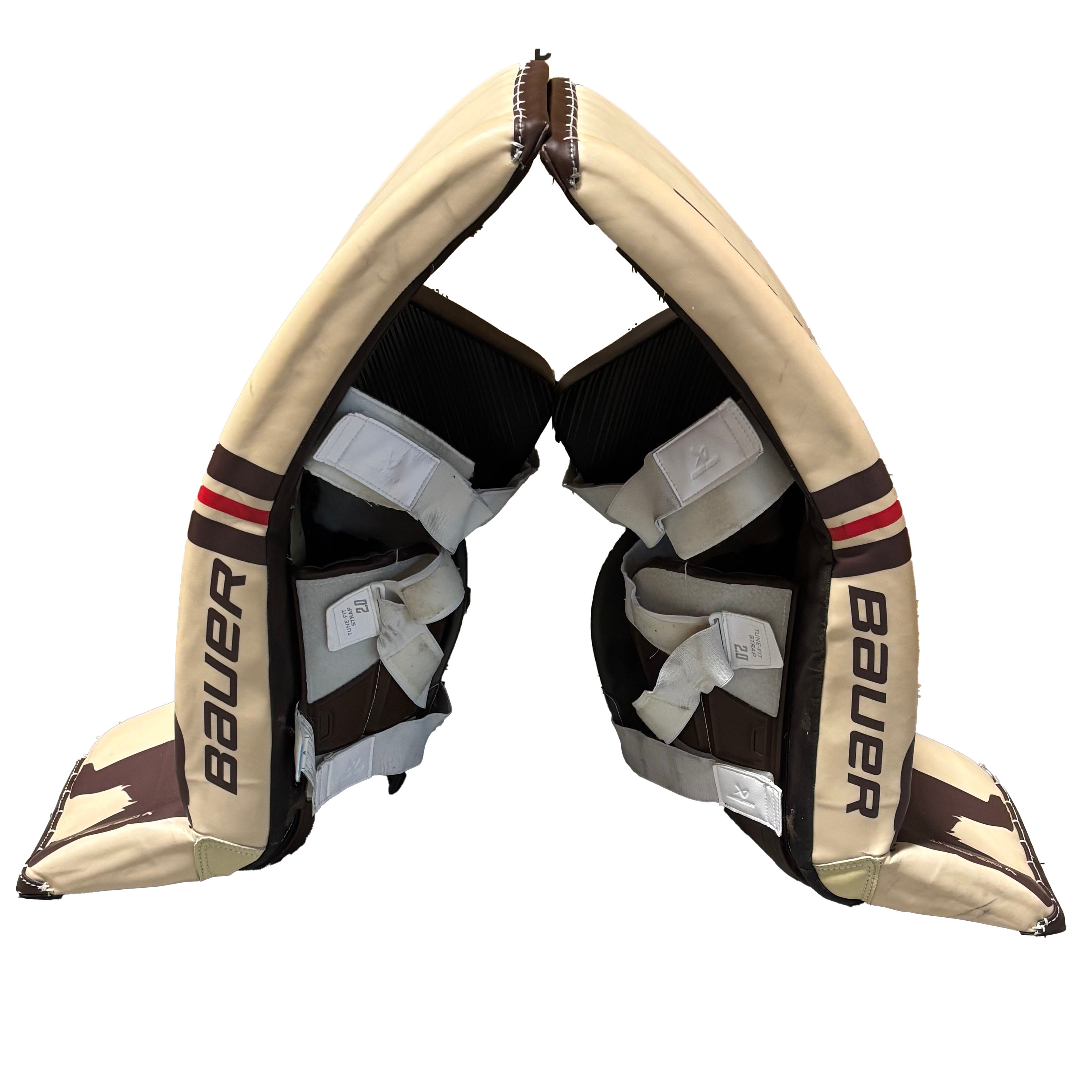 Bauer Vapor Hyperlite 2 - Used Pro Stock Goalie Pads (Cream/Brown/Red)