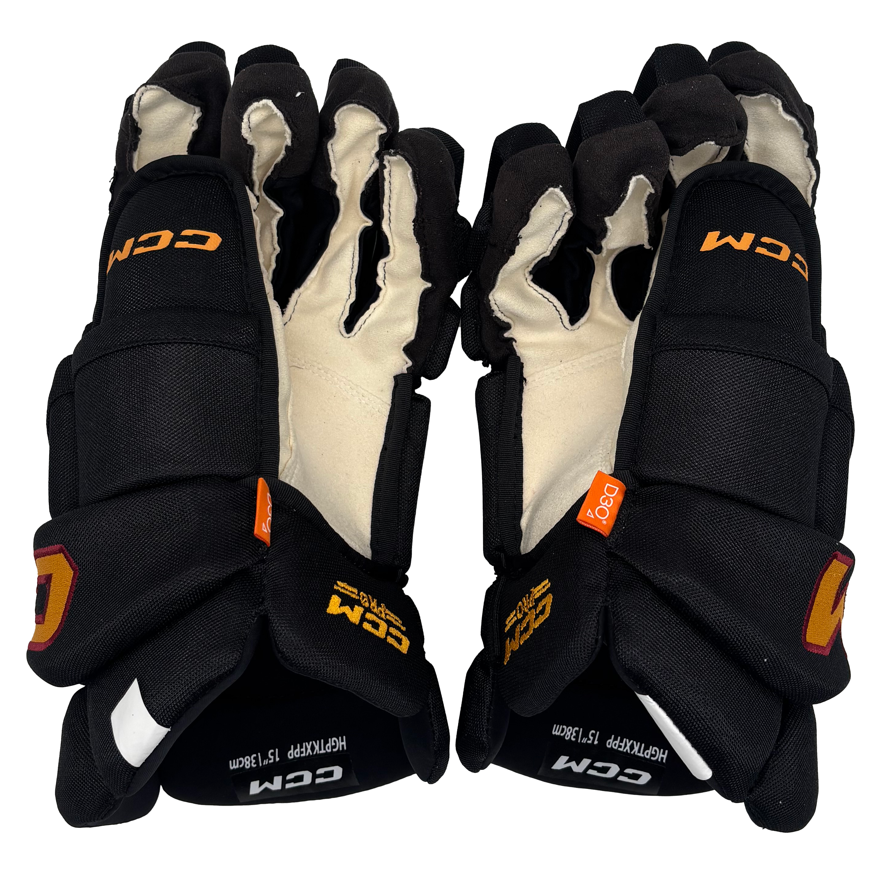 CCM HGPTKXFPP - AHL Pro Stock Hockey Gloves (Black/Gold/Maroon)