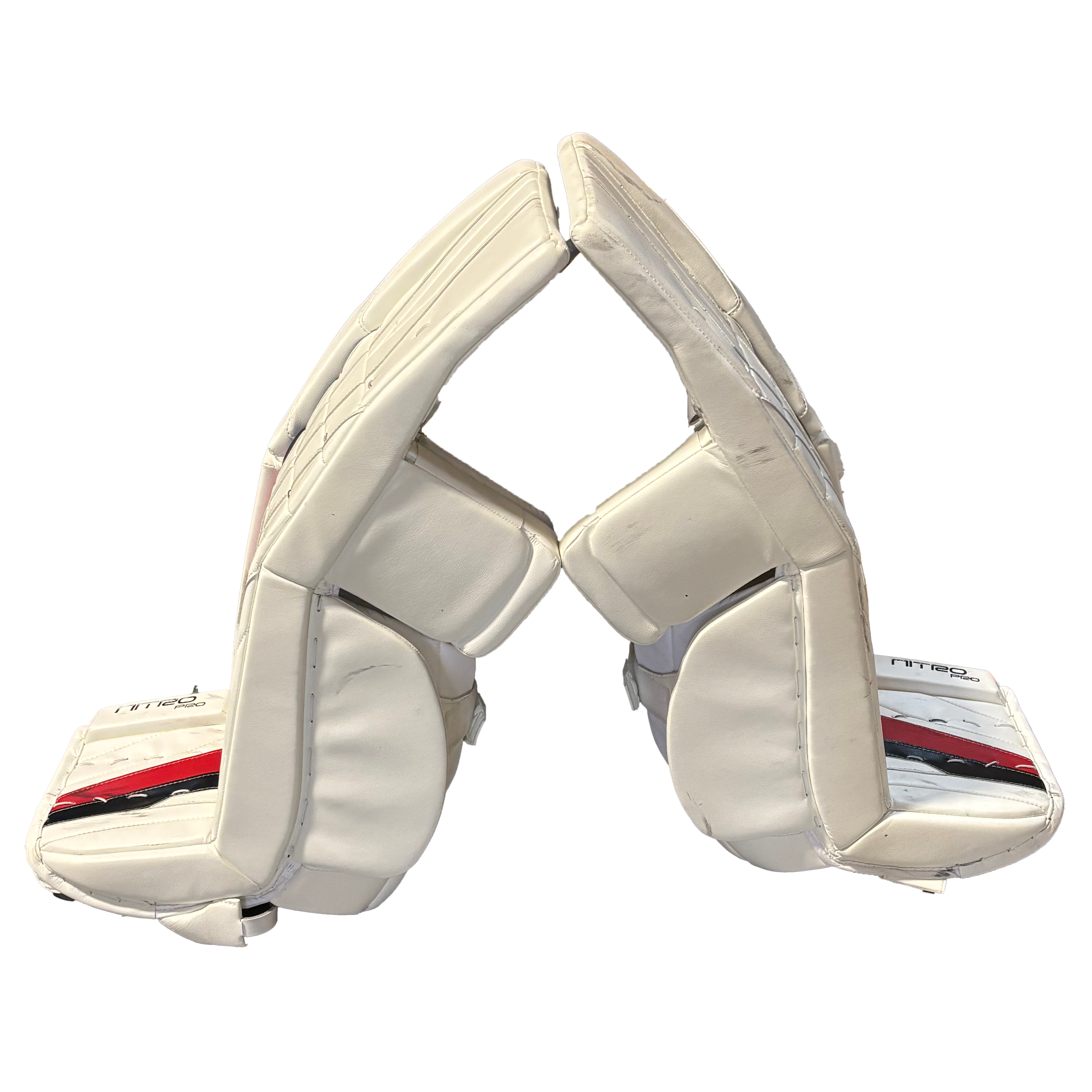True Catalyst Nitro Pro - Used Pro Stock Goalie Pads (White/Black/Red)