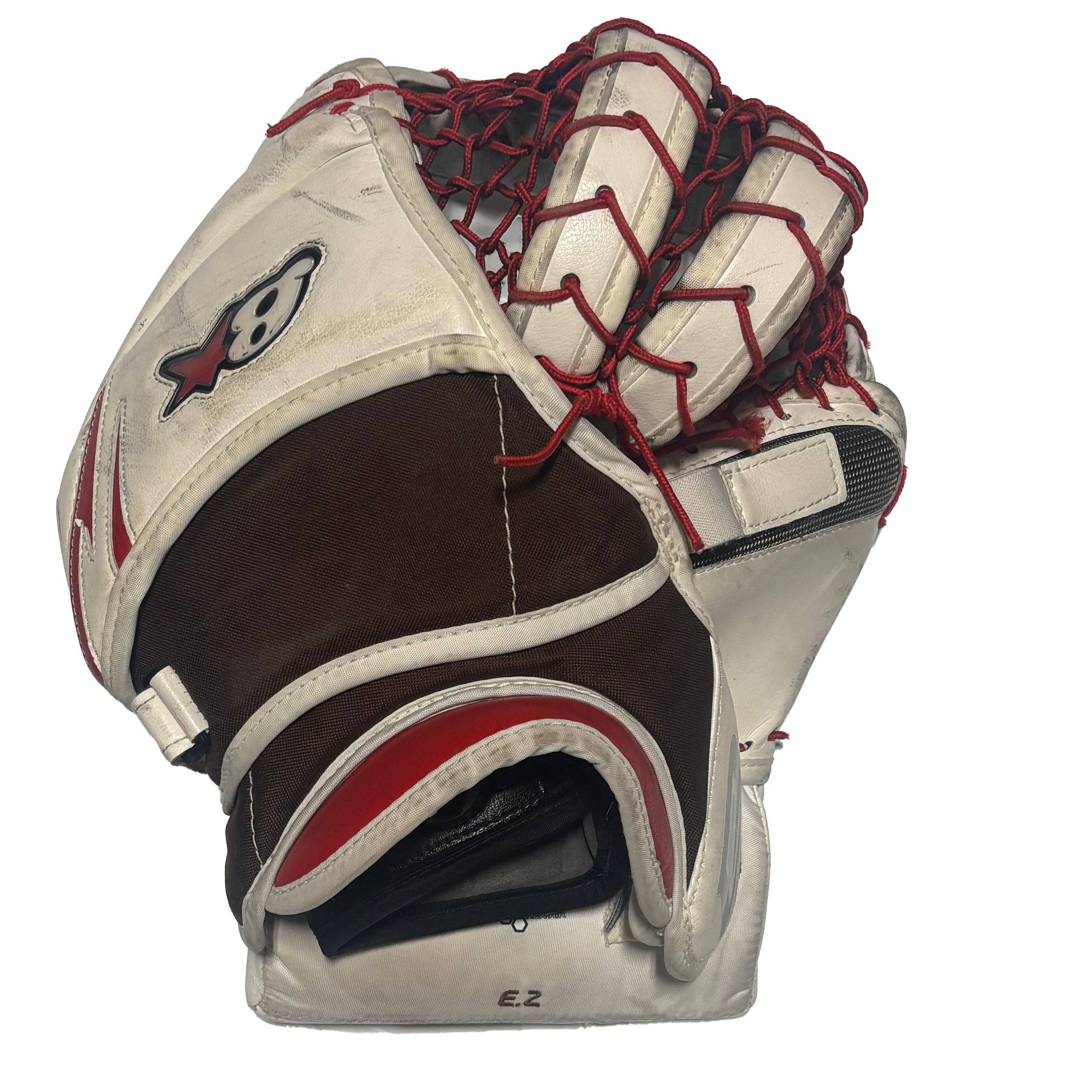 Brians Optik 2 - Used Pro Stock Goalie Glove (Brown/White/Red)