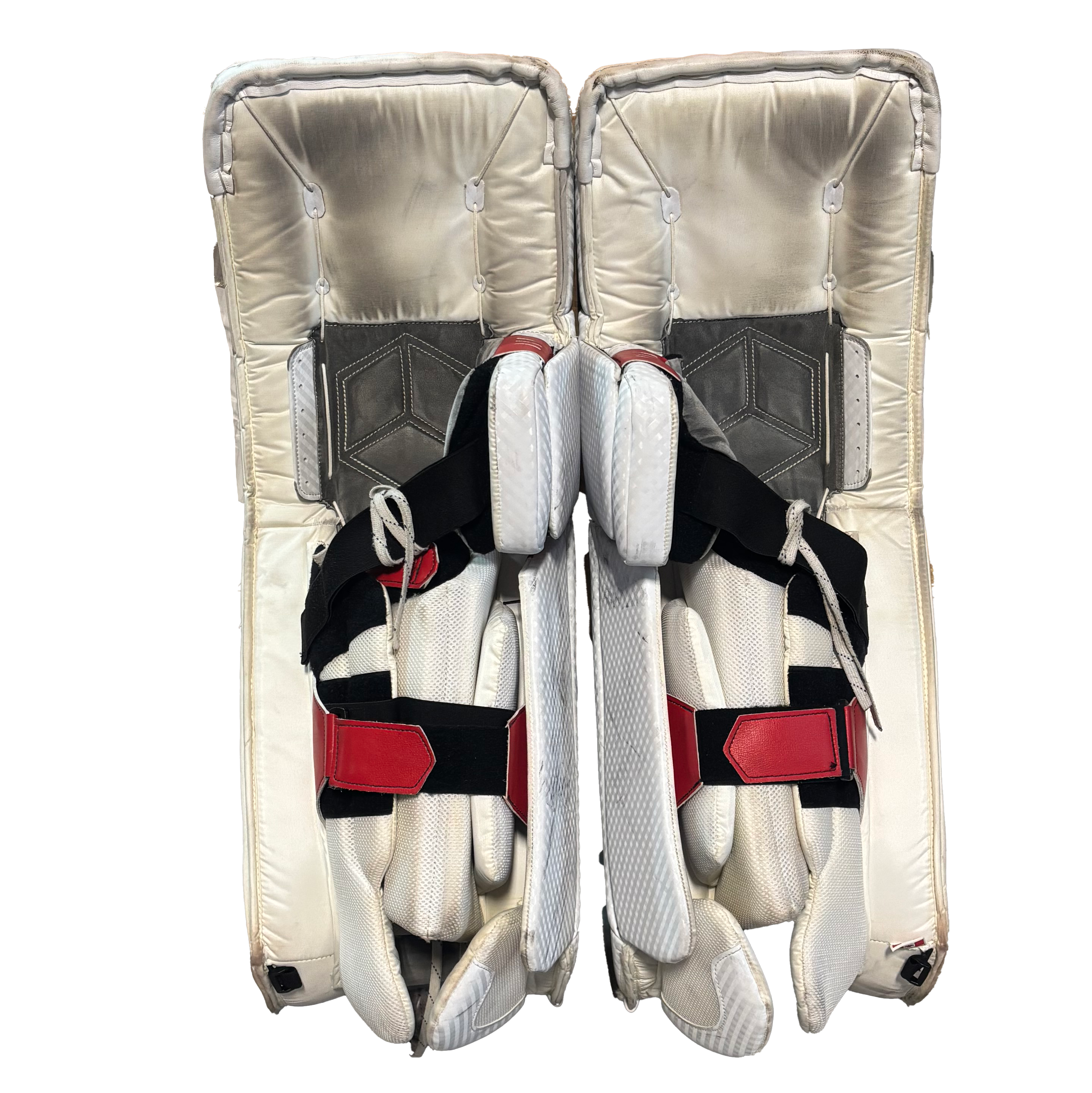 Vaughn Velocity V10 - Used Pro Stock Goalie Pads (White/Red/Black)