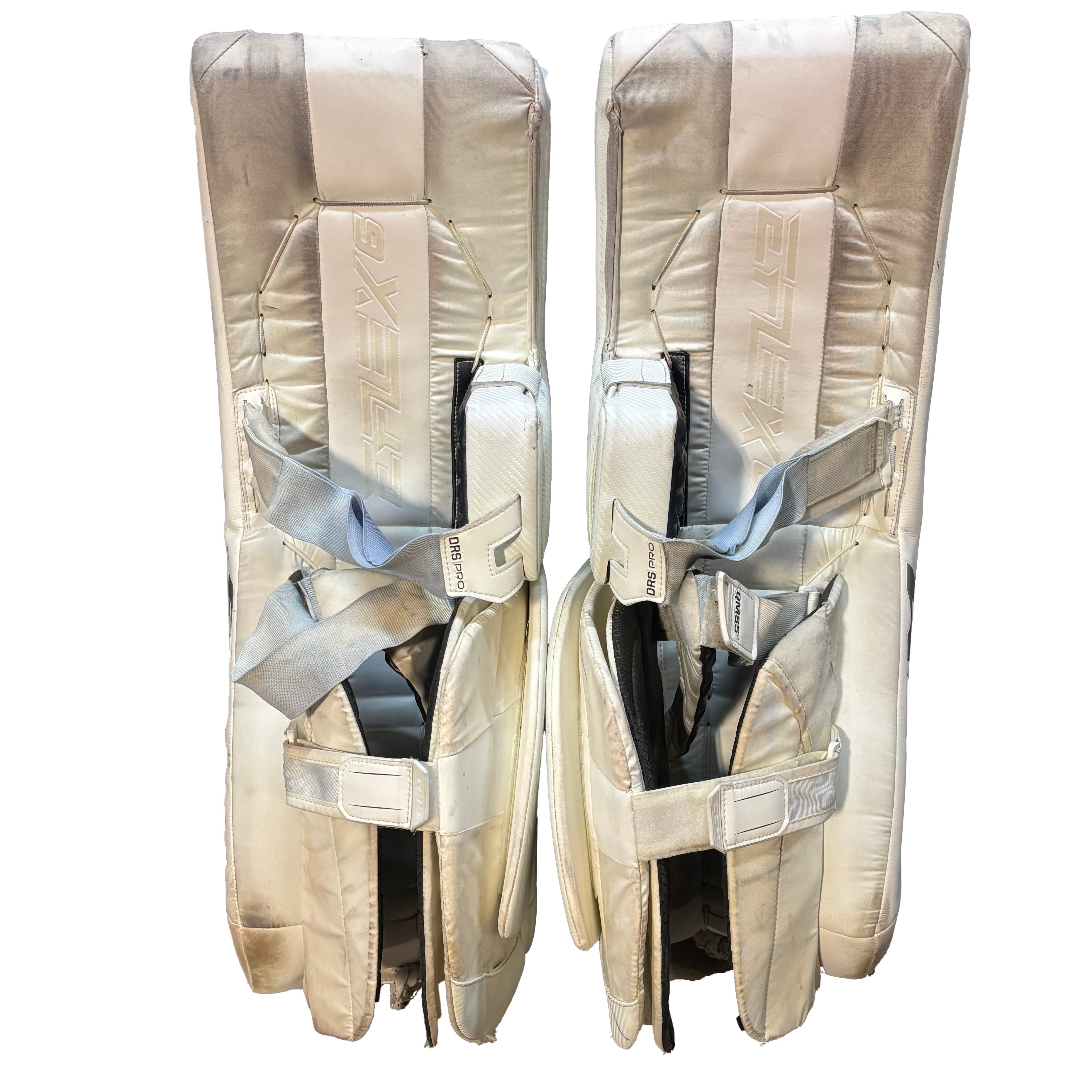 CCM Extreme Flex 6 - Used Pro Stock Goalie Pads (White/Red/Grey)