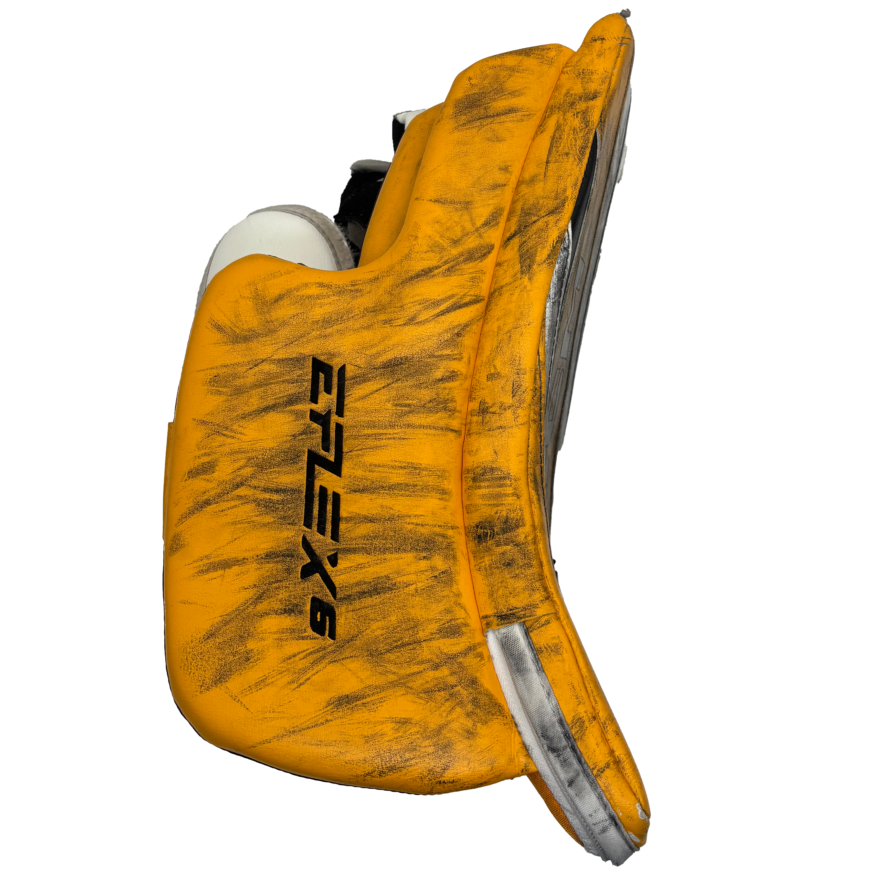 CCM Extreme Flex 6 - Used Pro Stock Goalie Blocker (White/Yellow/Black)