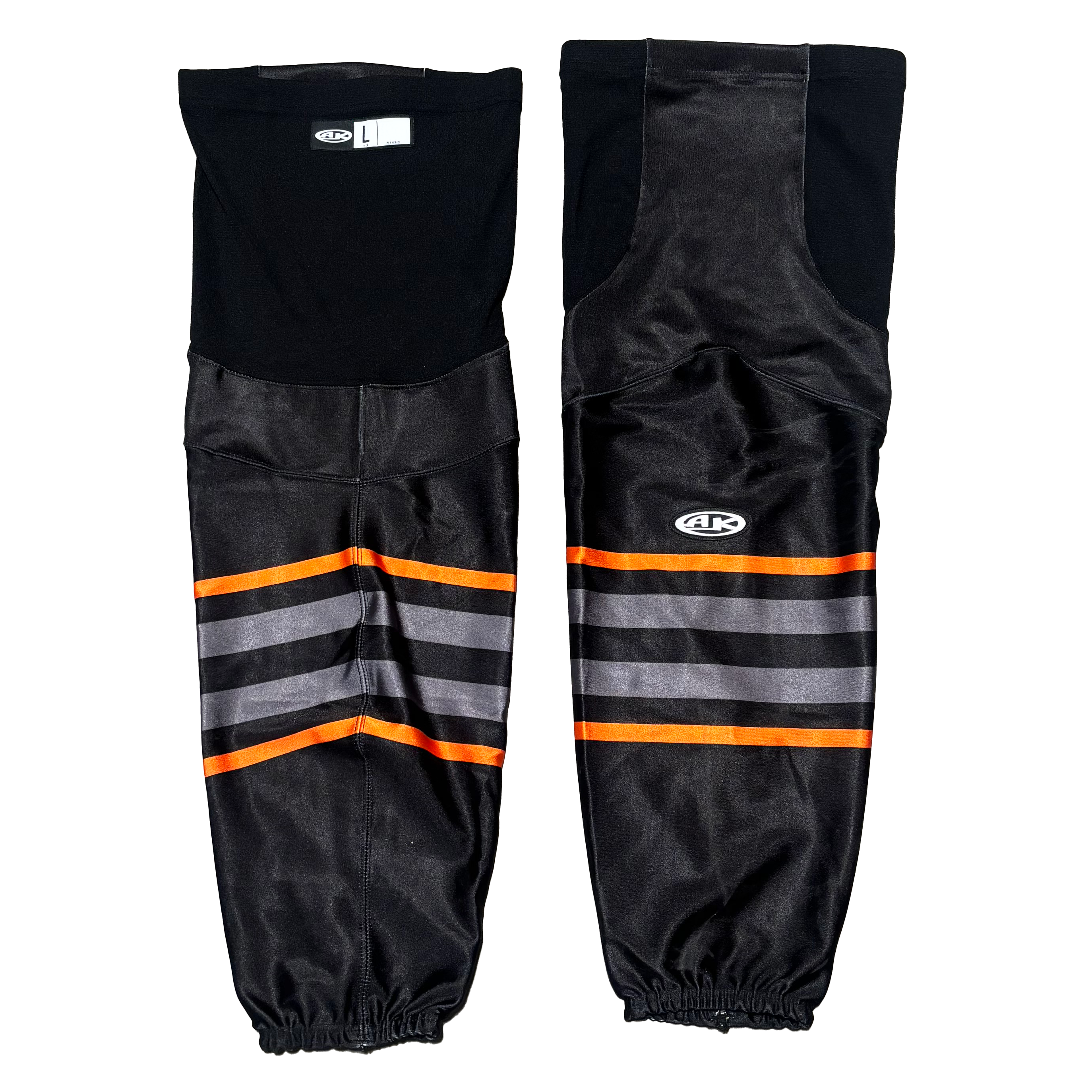 Athletic Knit - Used ECHL Game Socks (Black/Grey/Orange)
