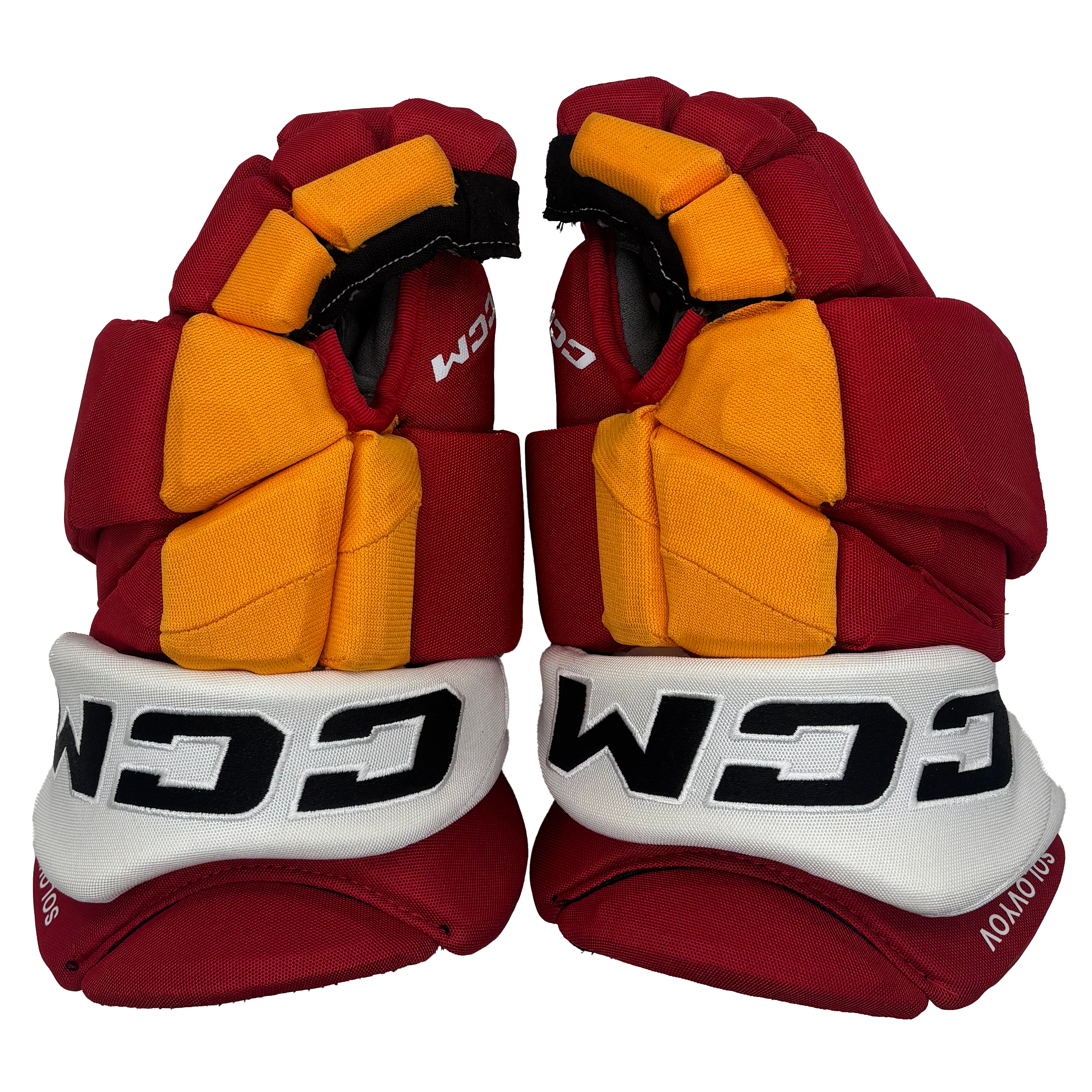 CCM HGJSPP - NHL Pro Stock Glove - Ilya Solovyov (Red/Yellow/White)