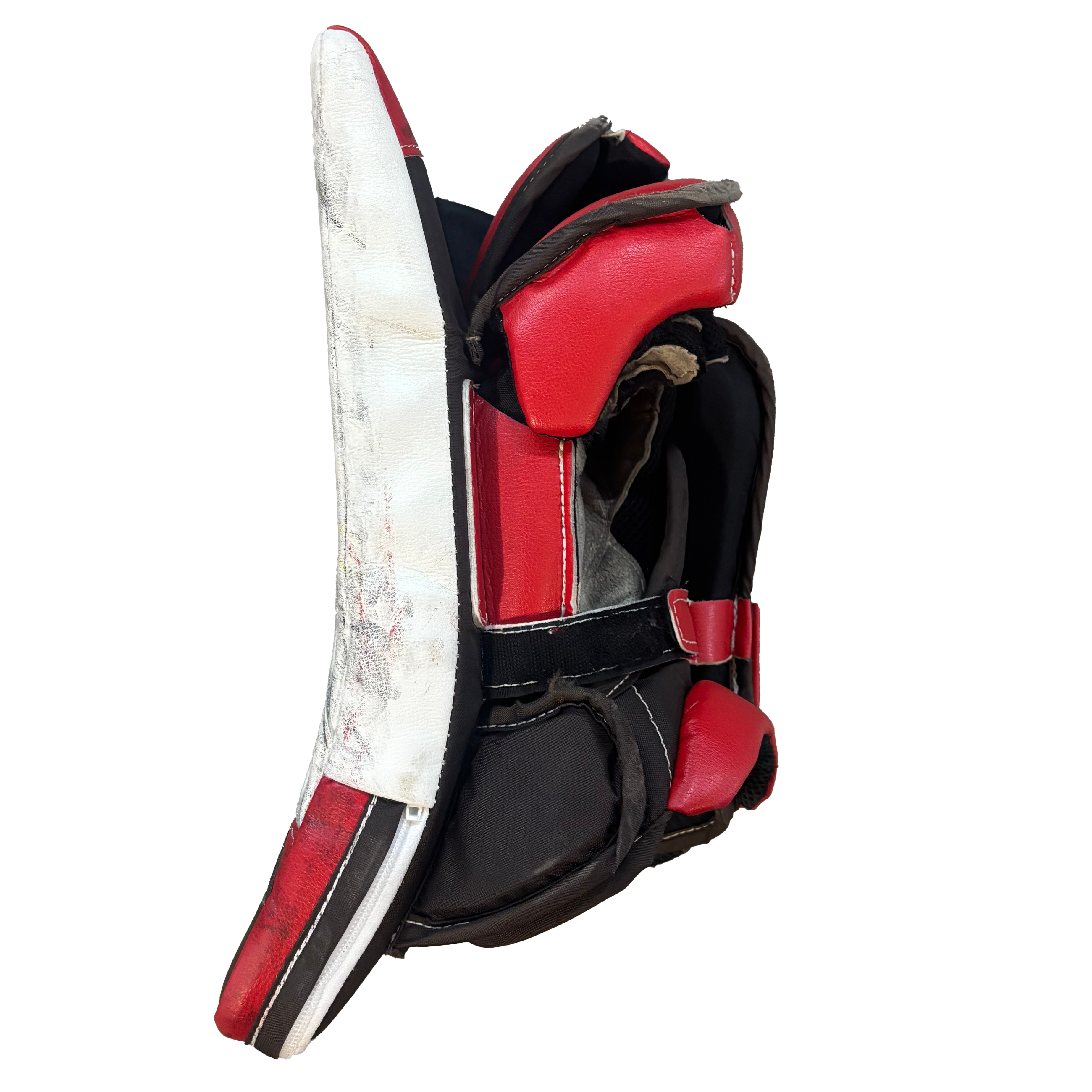 TRUE L20.2 - Used Pro Stock Goalie Blocker (White/Red/Brown)