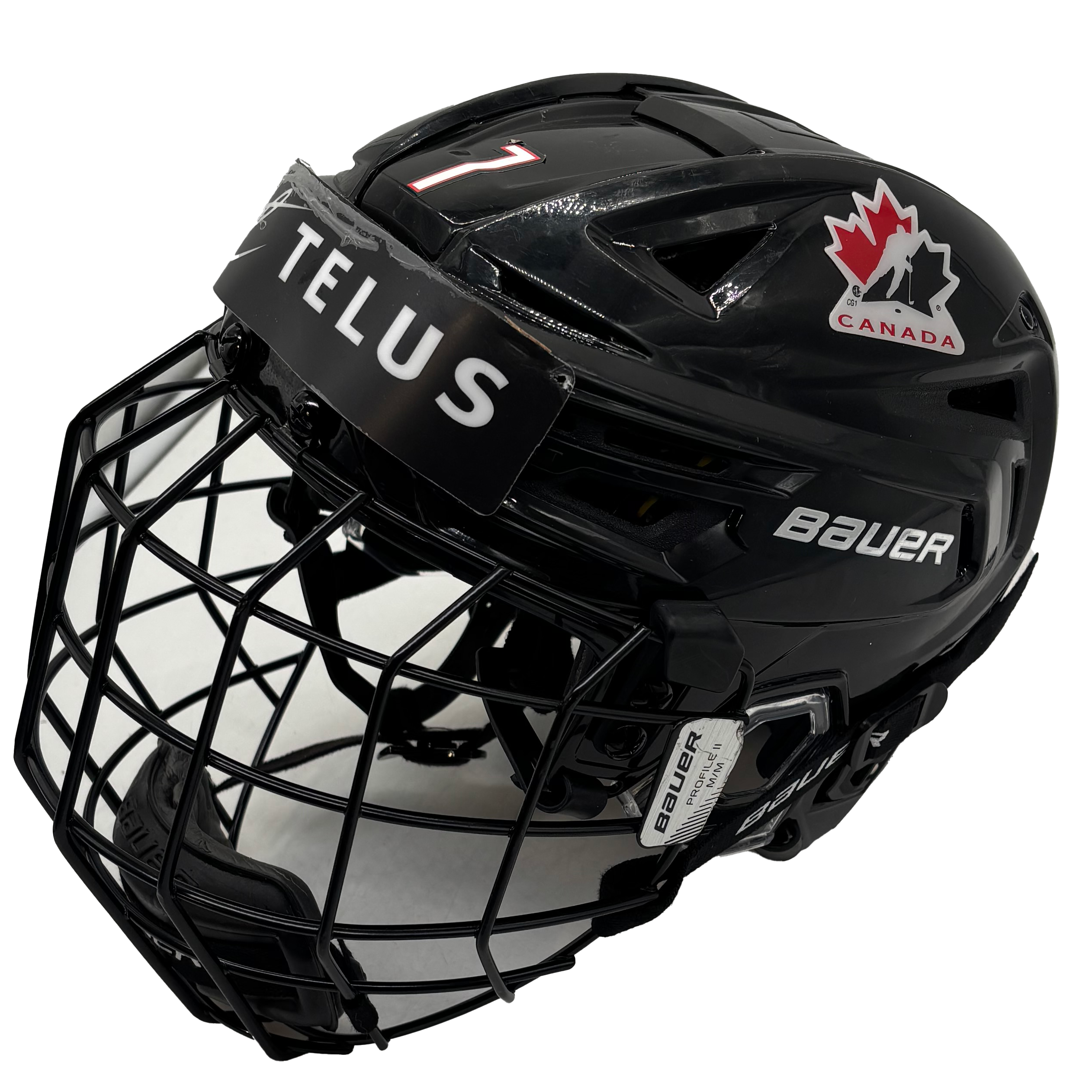 Bauer Re Akt 150 - Casque de hockey d'occasion Équipe Canada avec grille (noir)