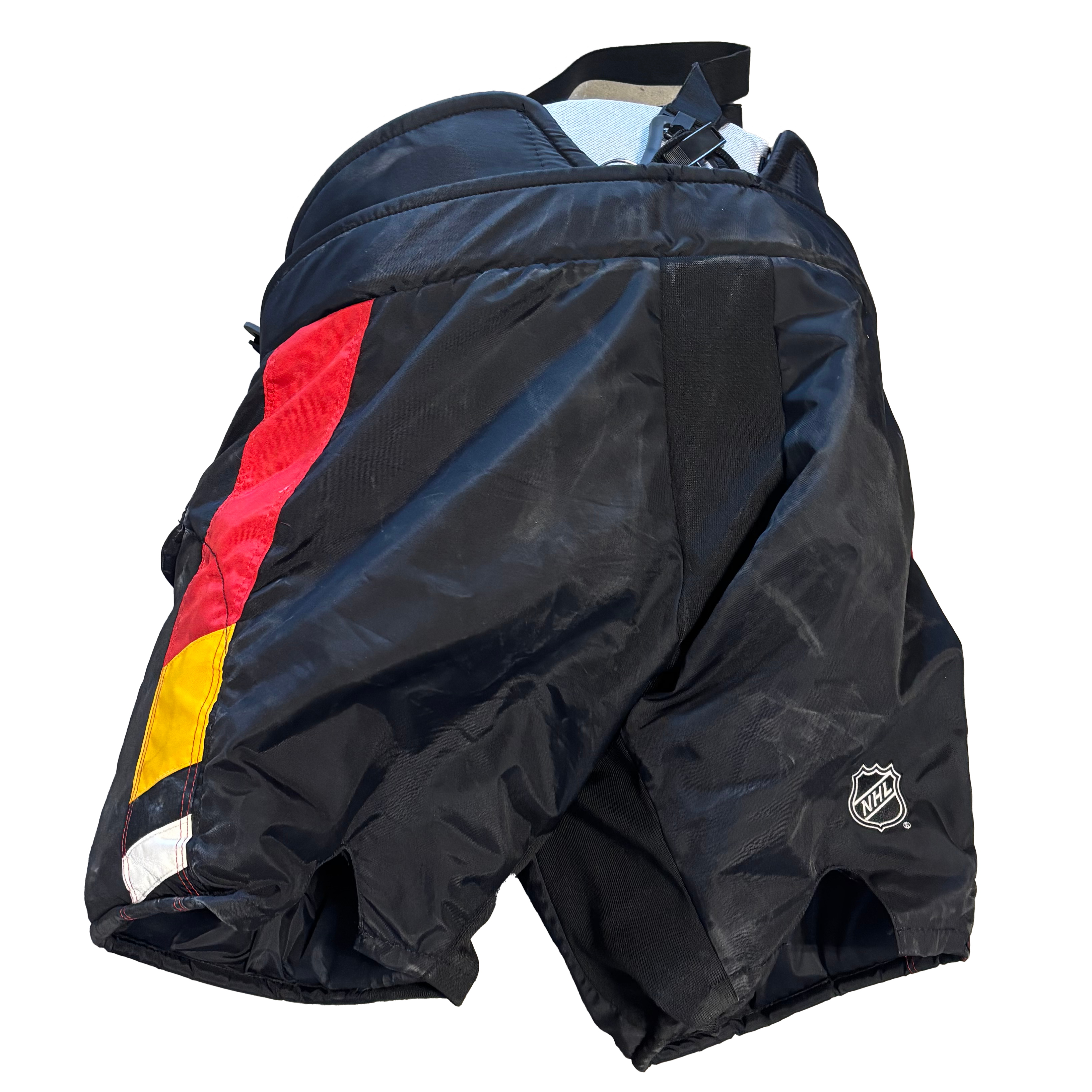CCM HPG14A - Used NHL Pro Stock Goalie Pants - Calgary Flames (Reverse Retro)