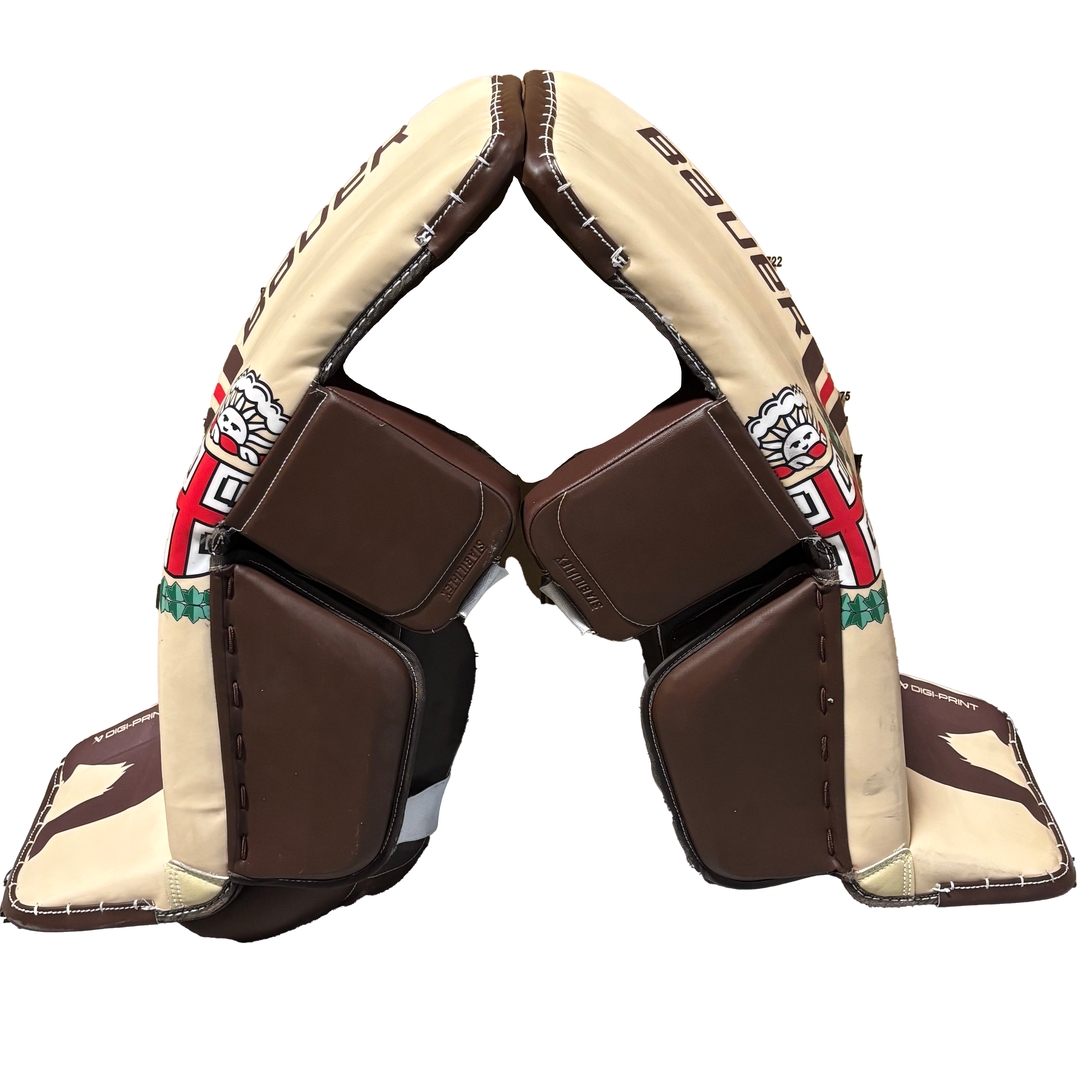 Bauer Vapor Hyperlite 2 - Used Pro Stock Goalie Pads (Cream/Brown/Red)