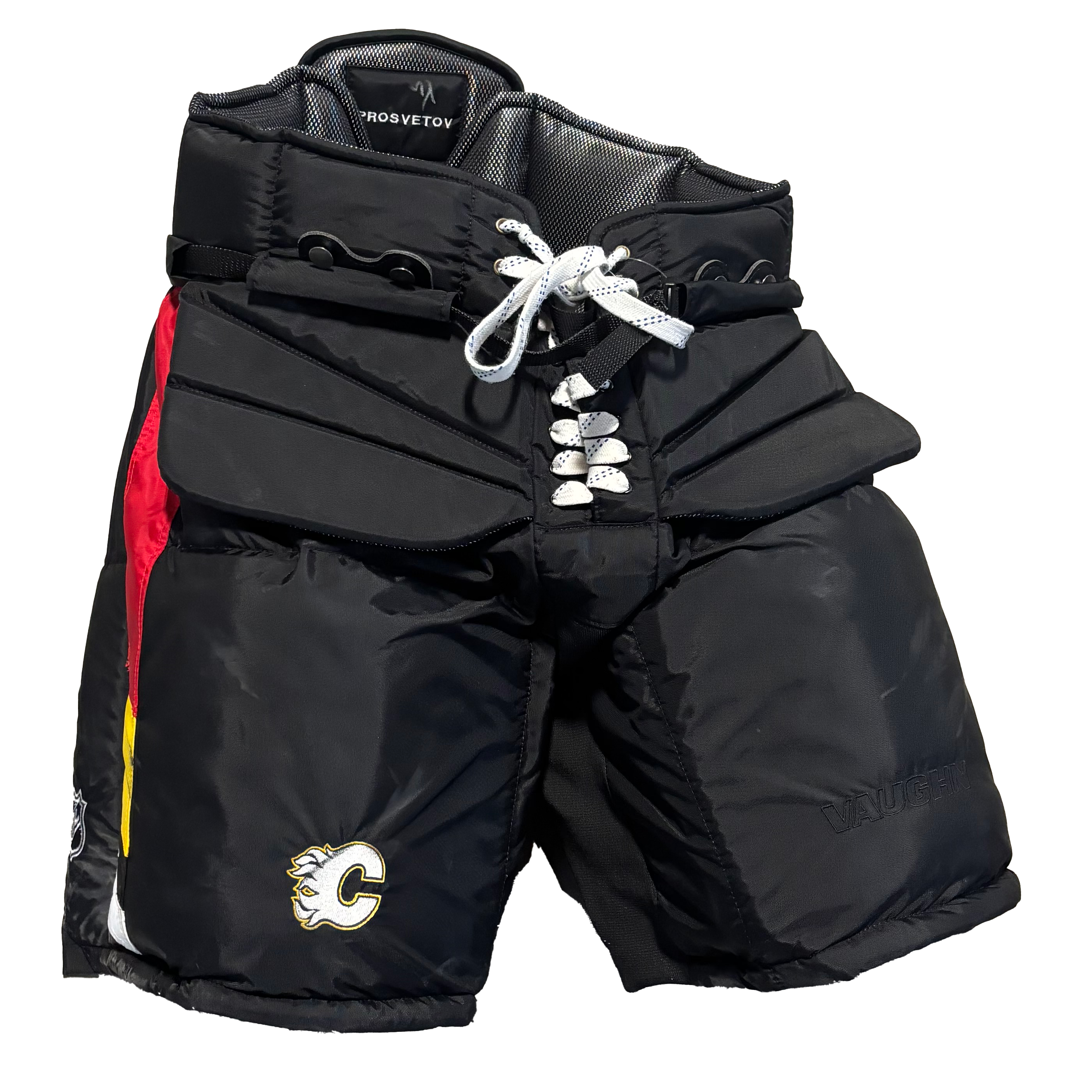 Vaughn Custom - Used Pro Stock Goalie Pants - Calgary Flames (Reverse Retro)
