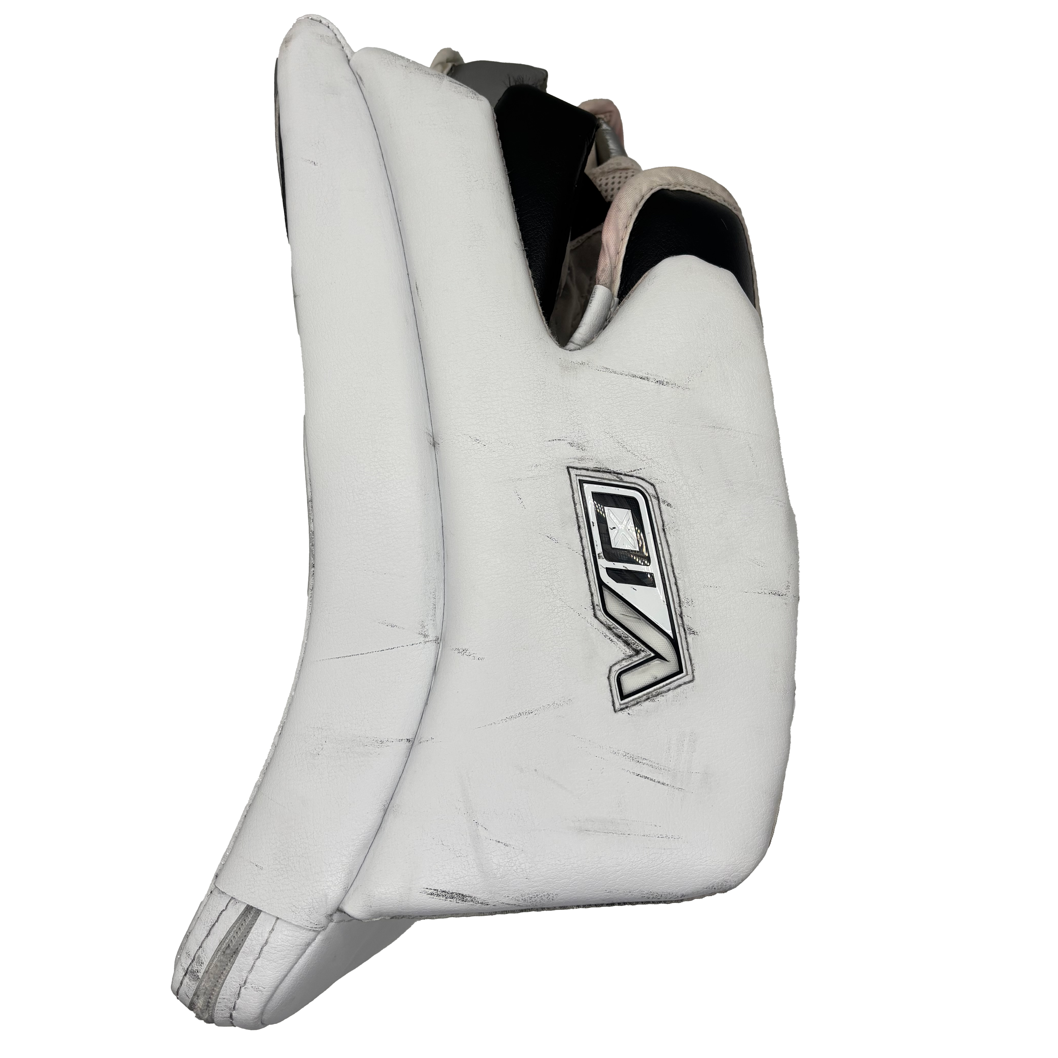 Vaughn Velocity V10 - Used Full Right Pro Stock Goalie Blocker (White/Black/Silver)