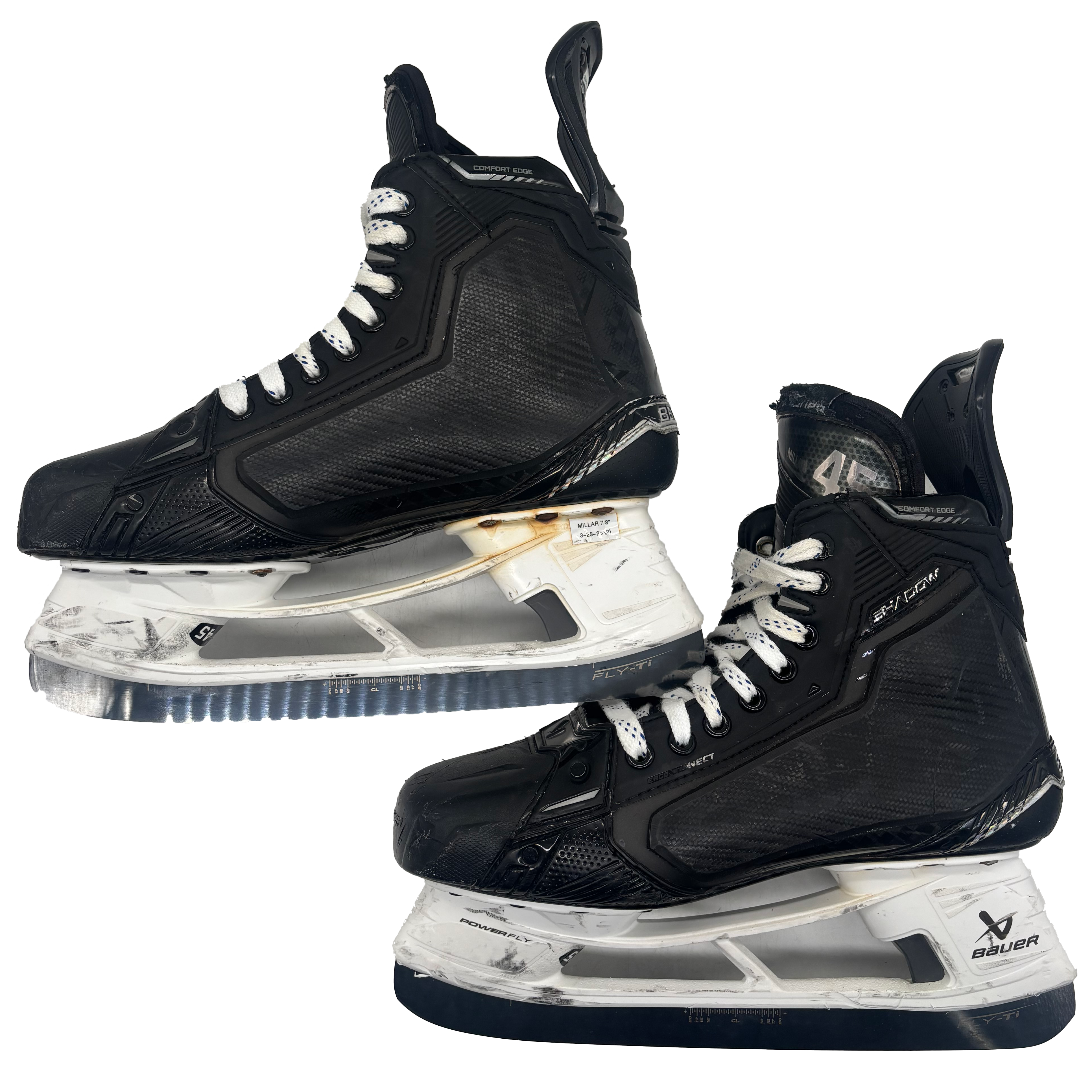 Bauer Supreme Shadow - Used Pro Stock Hockey Skates - Size 9.5E with Shot Blockers