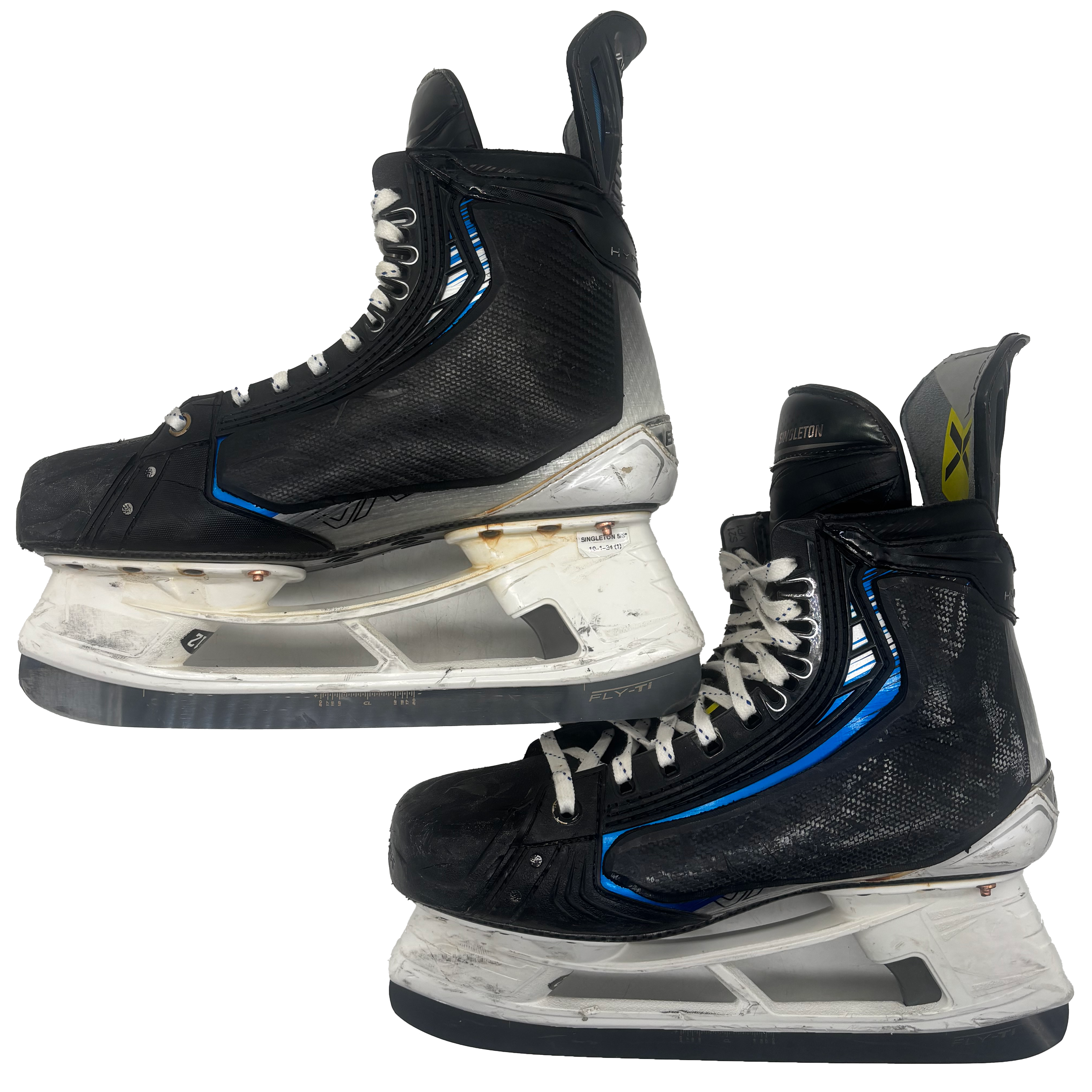 Bauer Vapor Hyperlite 2 - Used Pro Stock Skates - Size 8E with Shot Blockers (Blue)