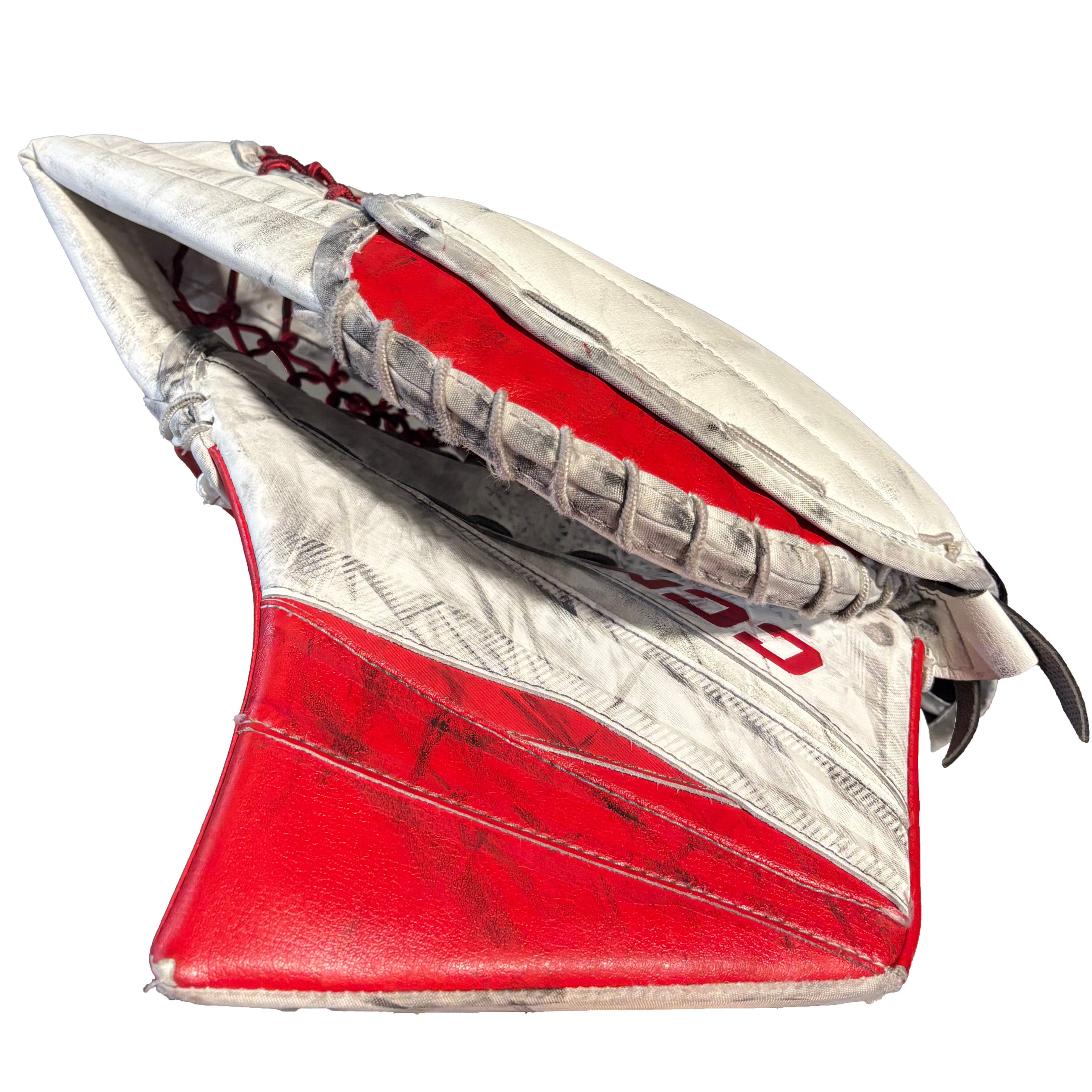 CCM Axis XF - Used Pro Stock Goalie Glove (White/Red)