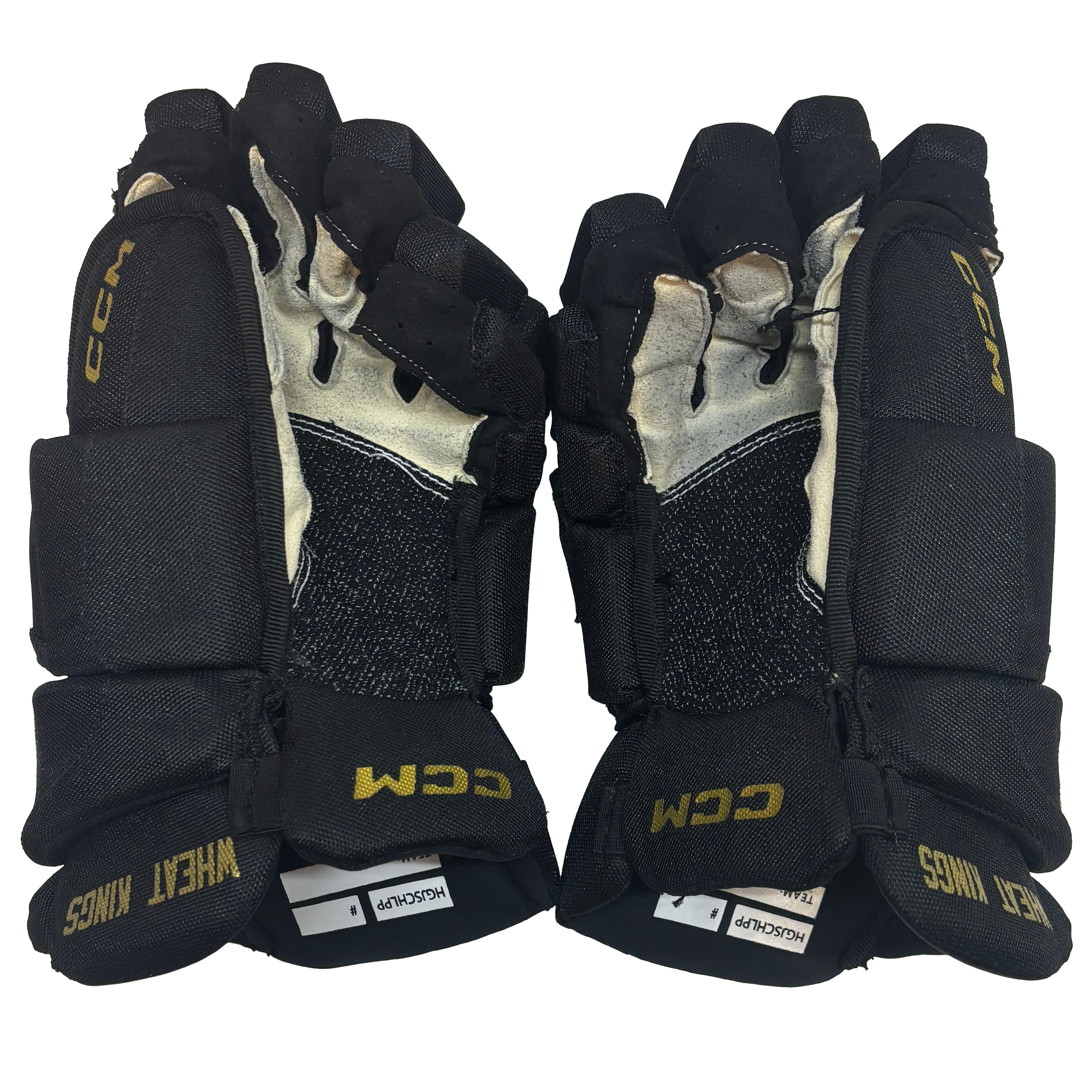 CCM HGJSPP - Used WHL Pro Stock Hockey Gloves (Black/Gold)