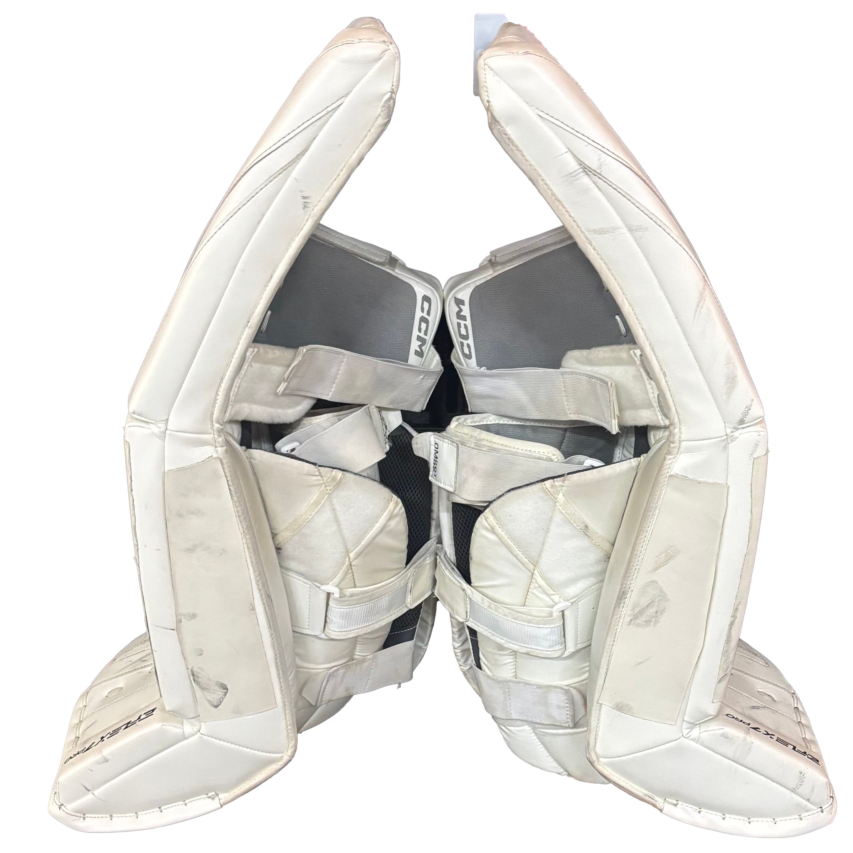 CCM Extreme Flex 7 Pro - Used Pro Stock Goalie Pads (White)