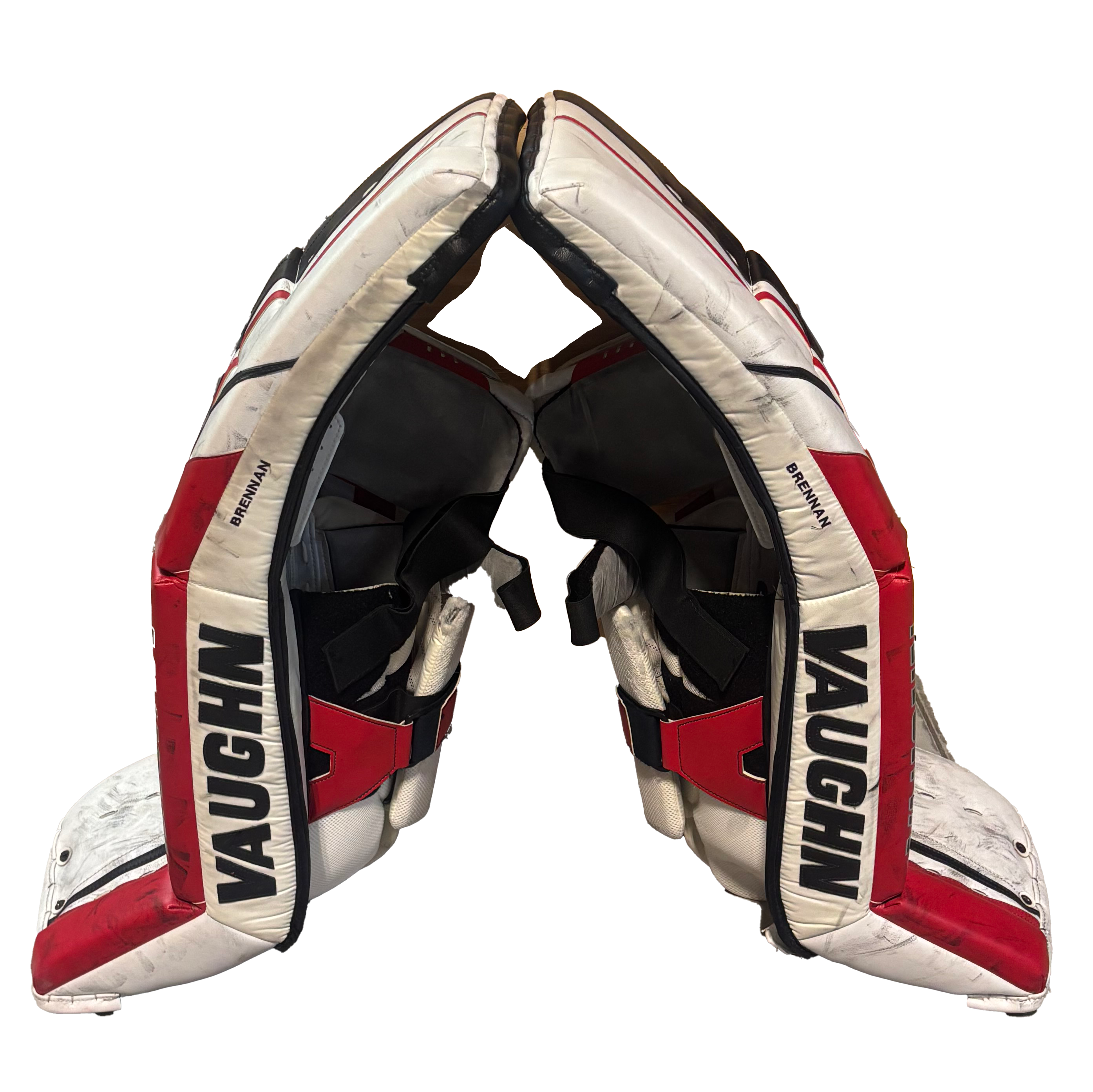 Vaughn Velocity V10 - Used Pro Stock Goalie Pads (Black/Red/White)