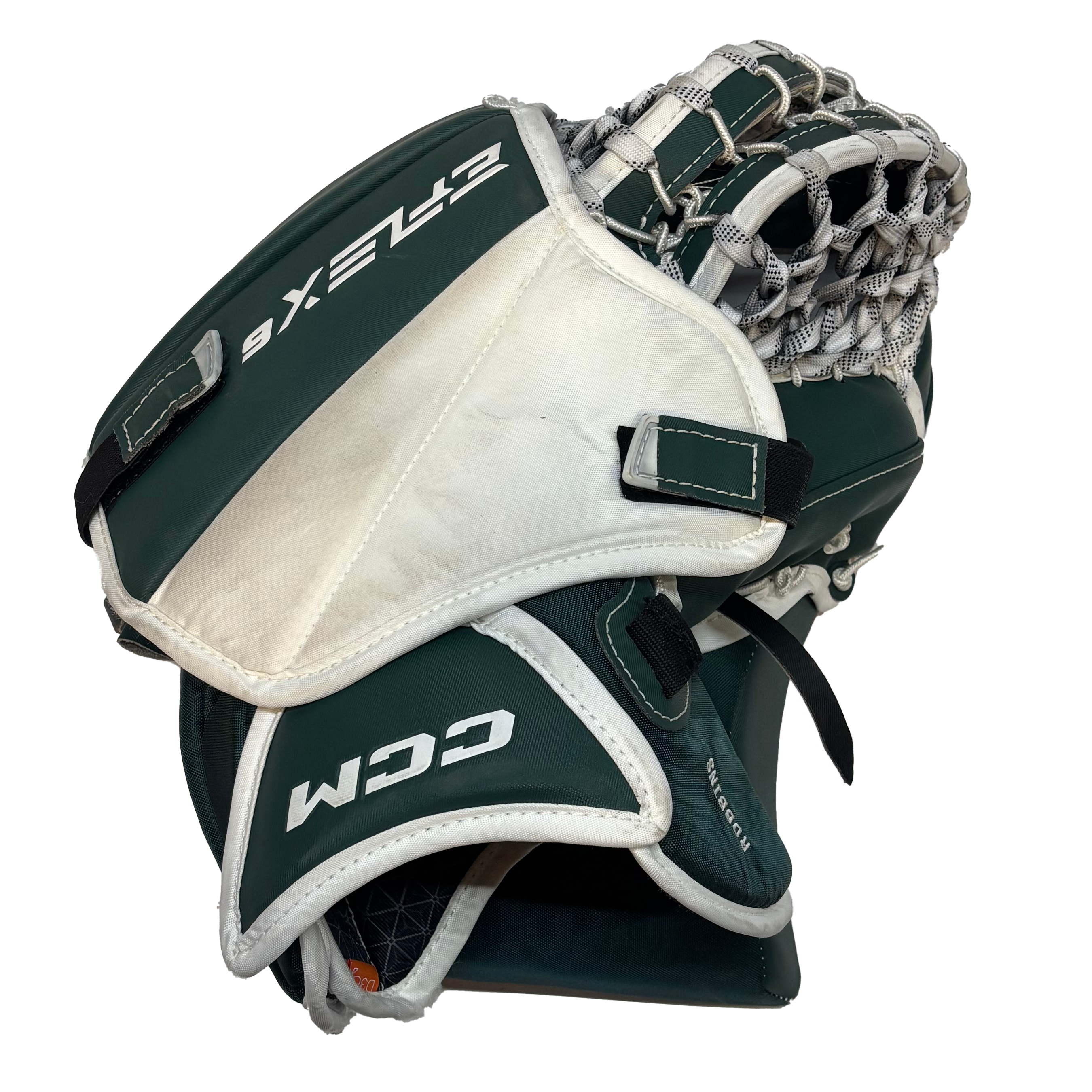 CCM Extreme Flex 6 - Used Pro Stock Goalie Trapper (White/Green)