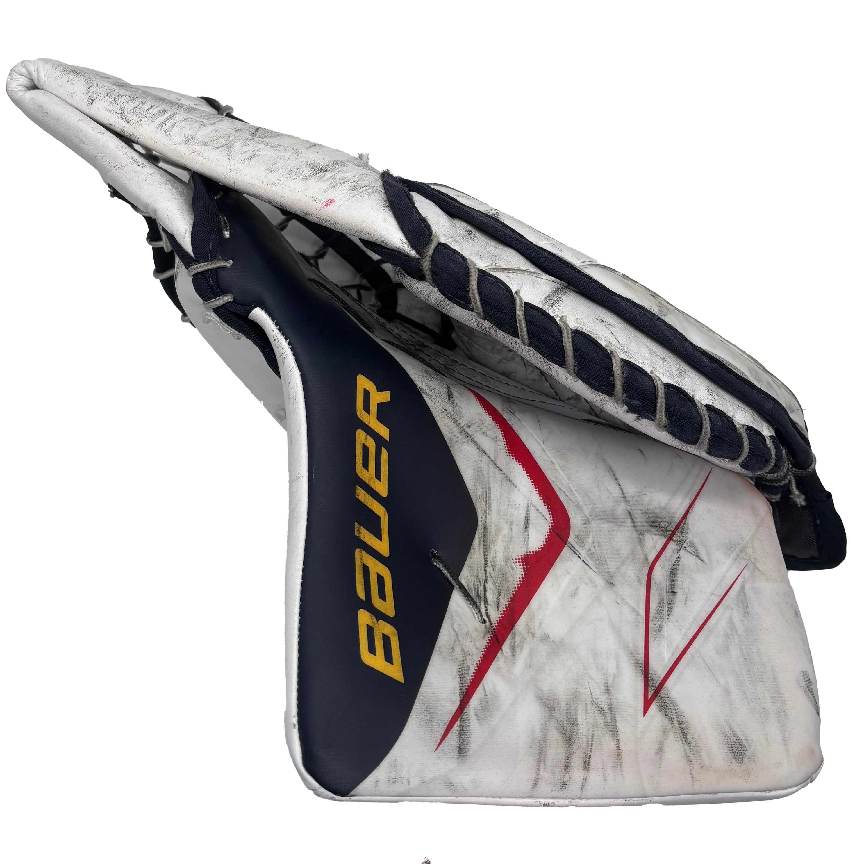 Bauer Vapor Flylite - Used Pro Stock Goalie Trapper (White/Navy/Red)