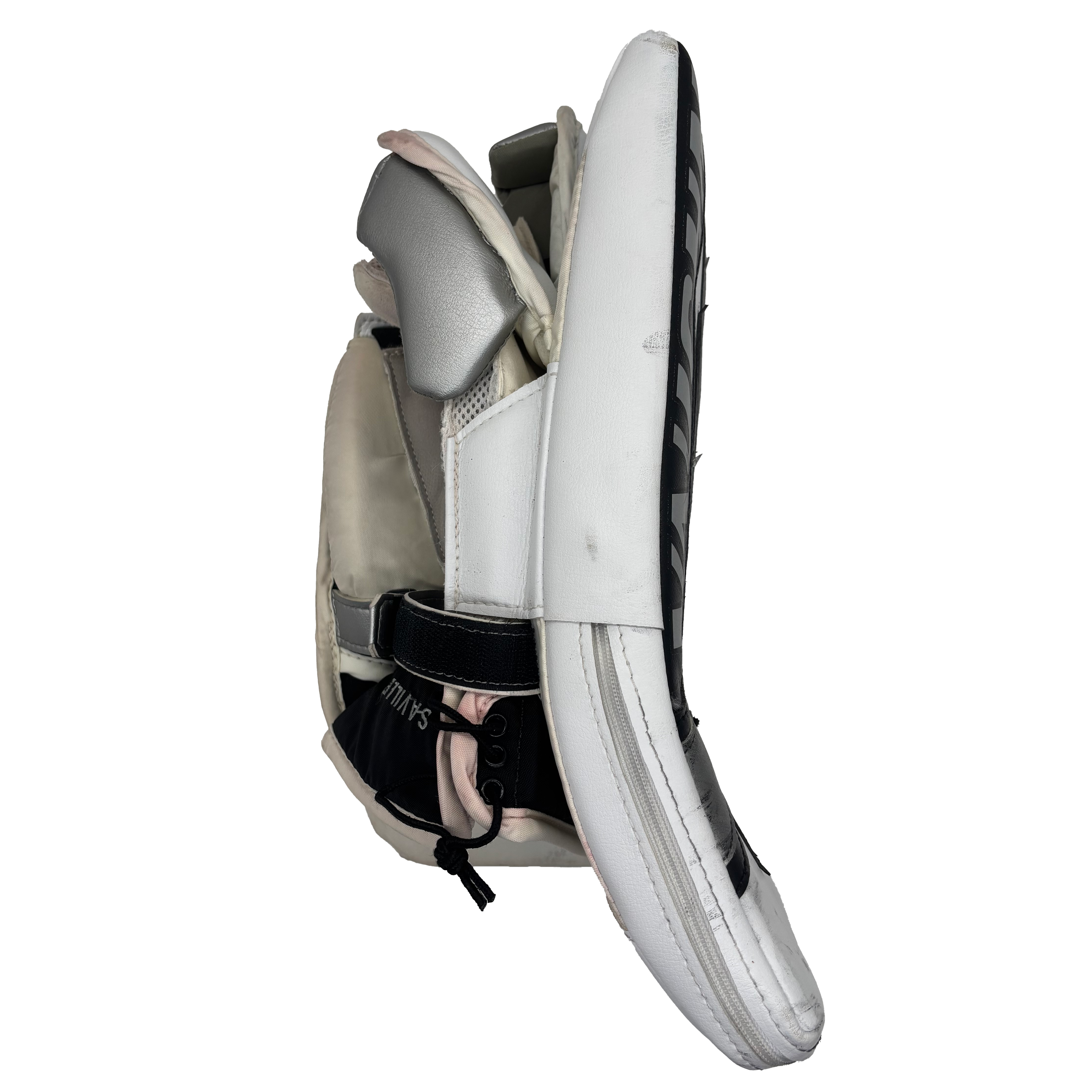 Vaughn Velocity V10 - Used Full Right Pro Stock Goalie Blocker (White/Black/Silver)