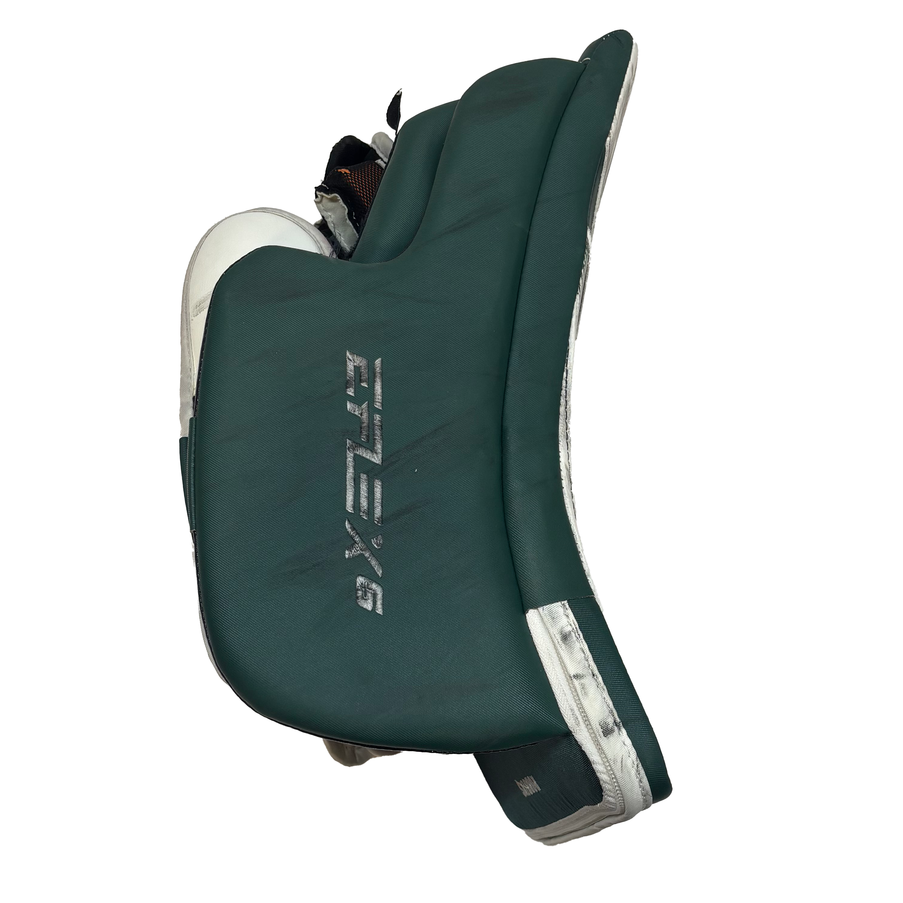 CCM Extreme Flex 6 - Used Pro Stock Goalie Blocker - (White/Green)