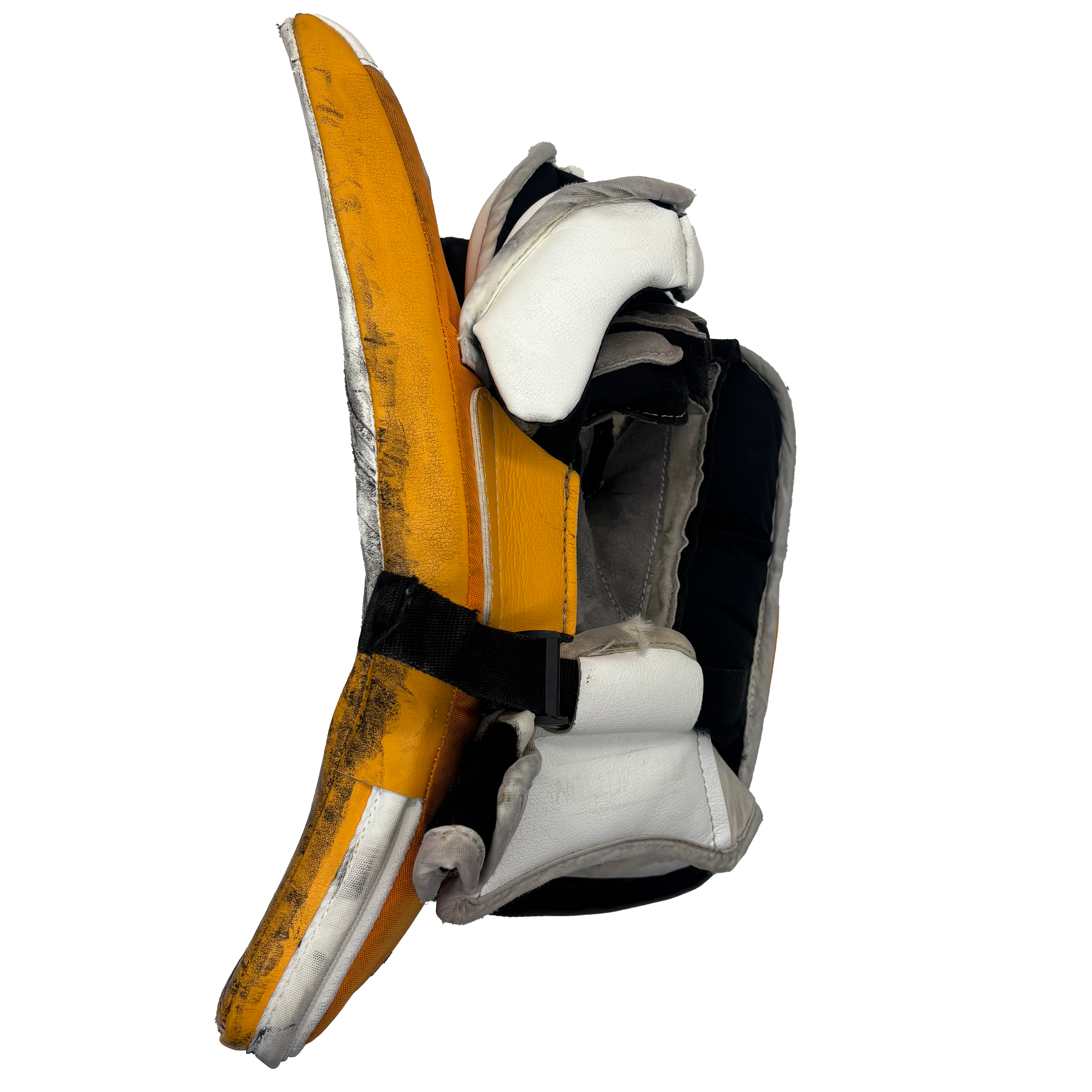 CCM Extreme Flex 6 - Used Pro Stock Goalie Blocker (White/Yellow/Black)