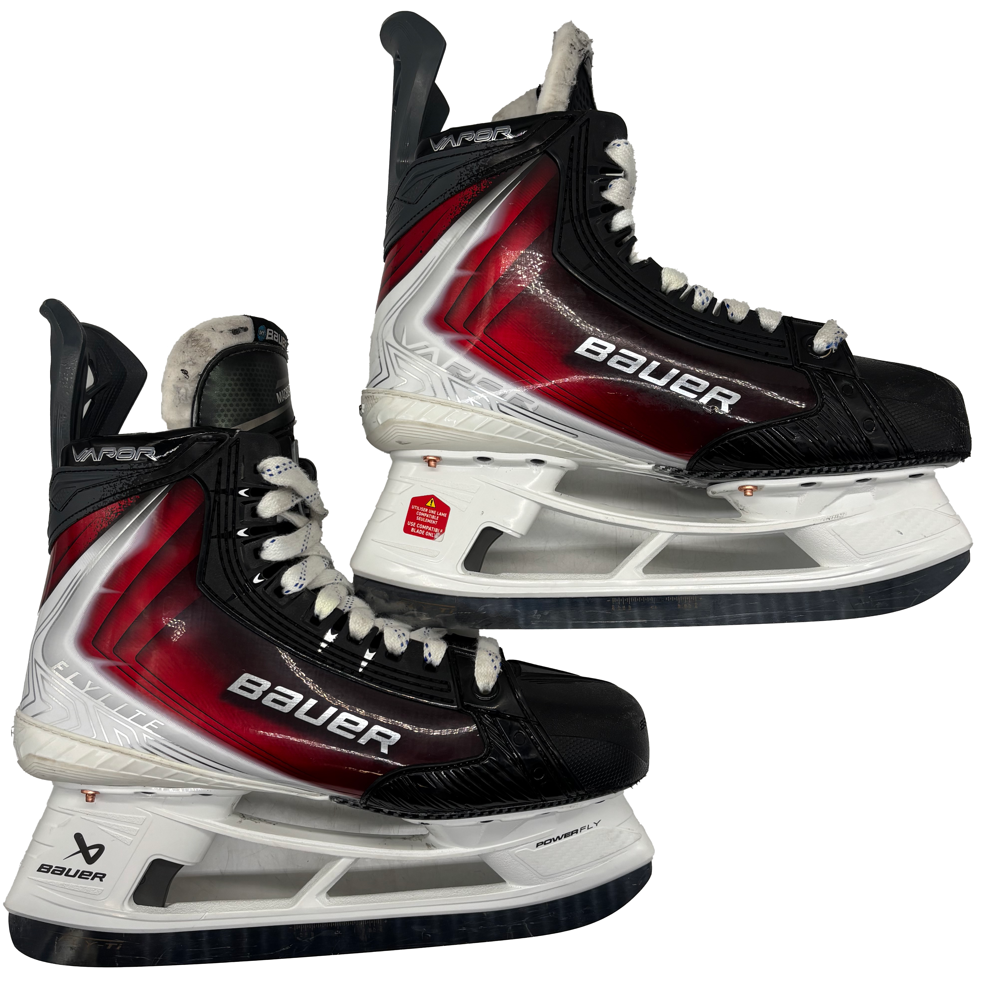 Bauer Vapor Flylite - Used Pro Stock Hockey Skates - Size 8.5E (White/Red)