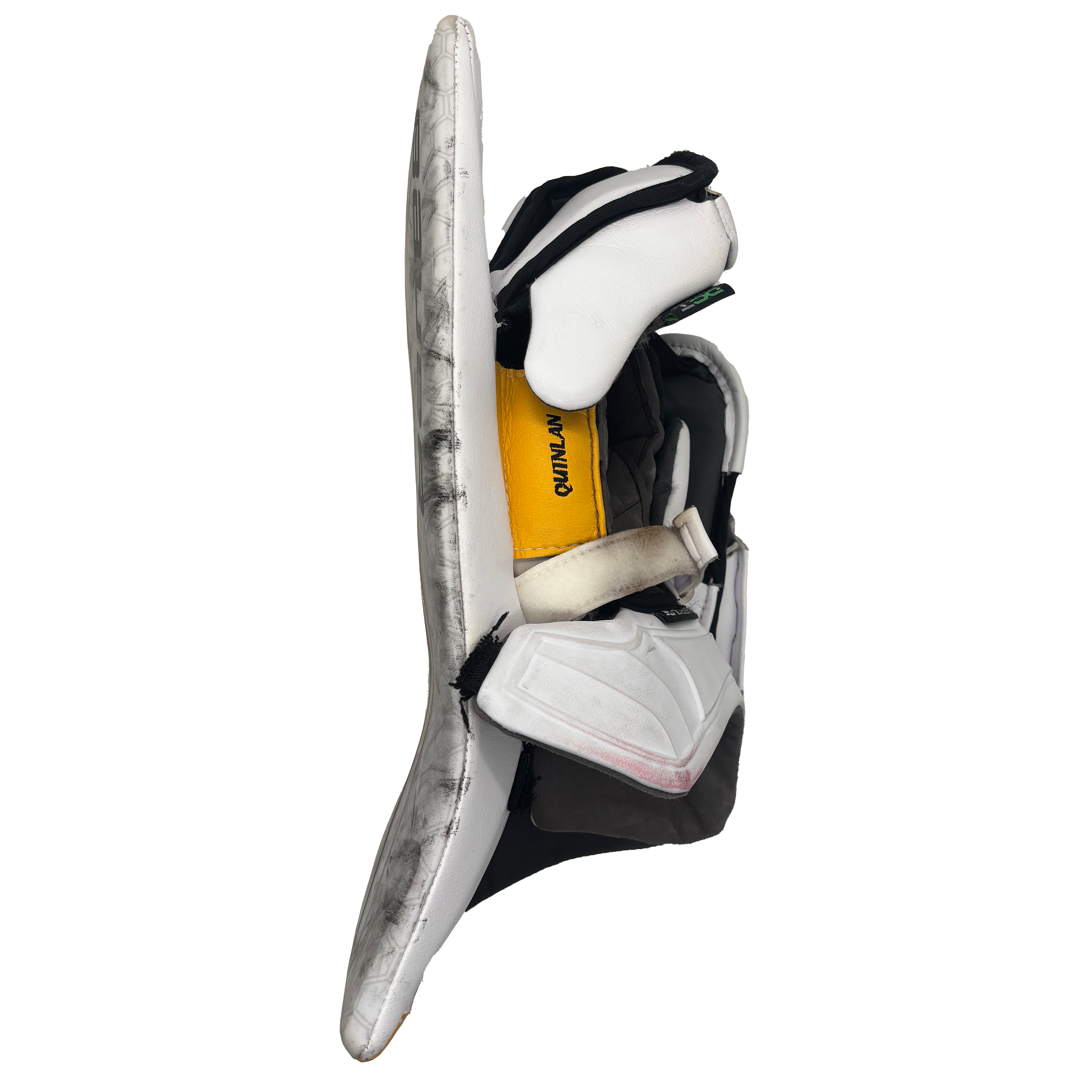 Bauer Vapor Flylite - Used Pro Stock Goalie Blocker (White/Yellow/Black)