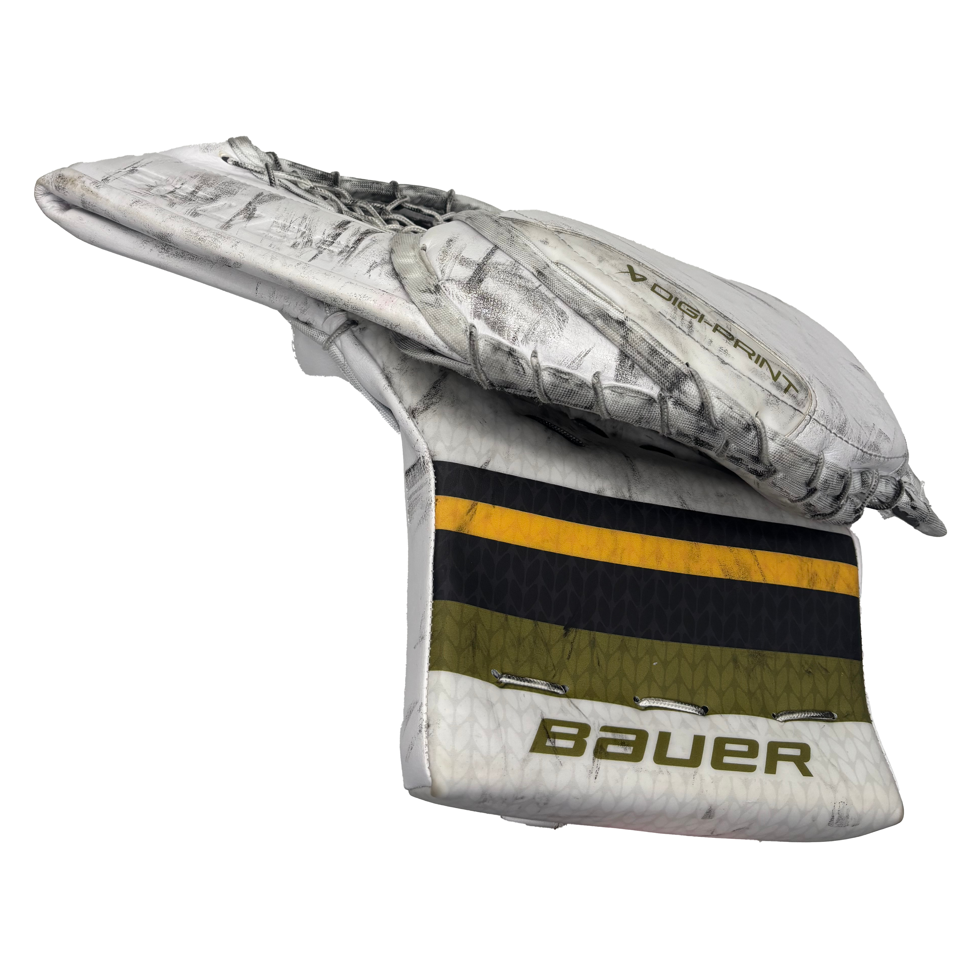 Bauer Supreme Shadow - Used Pro Stock Goalie Trapper (White/Black/Green)