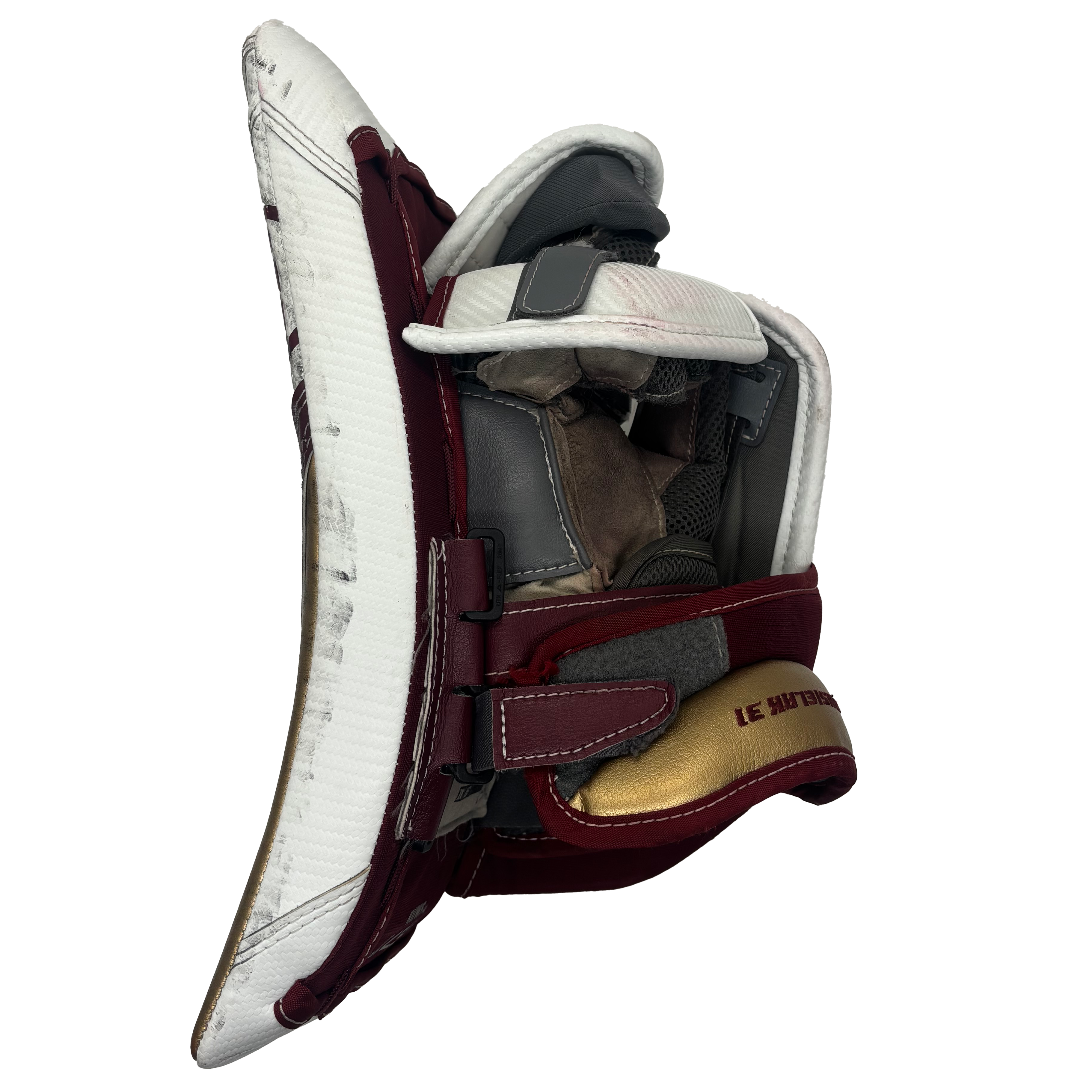 Warrior Ritual G7 - Used Senior Goalie Blocker (White/Maroon)