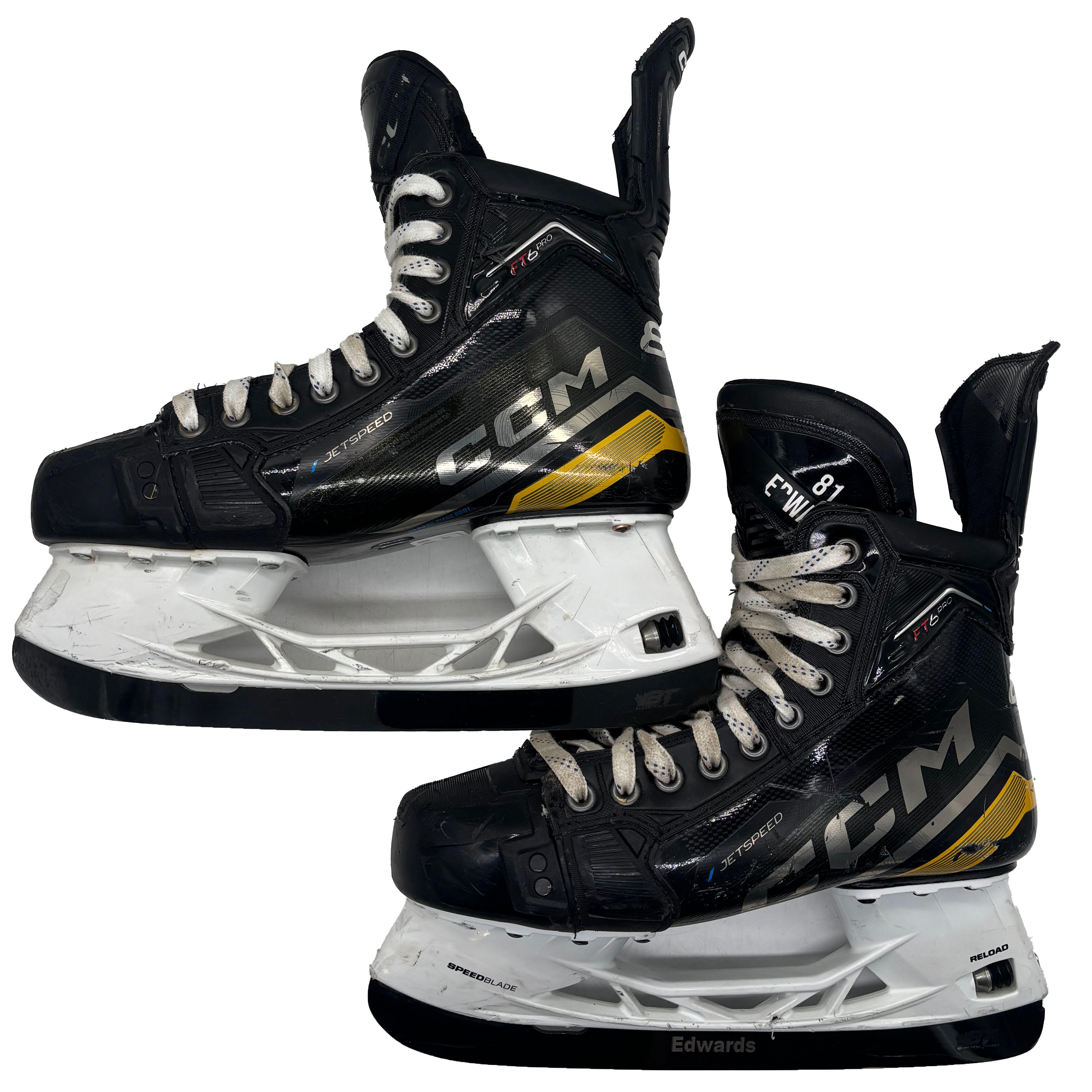 CCM Jetspeed FT6 Pro - Used Pro Stock Hockey Skates - Size 8.5 (Yellow)