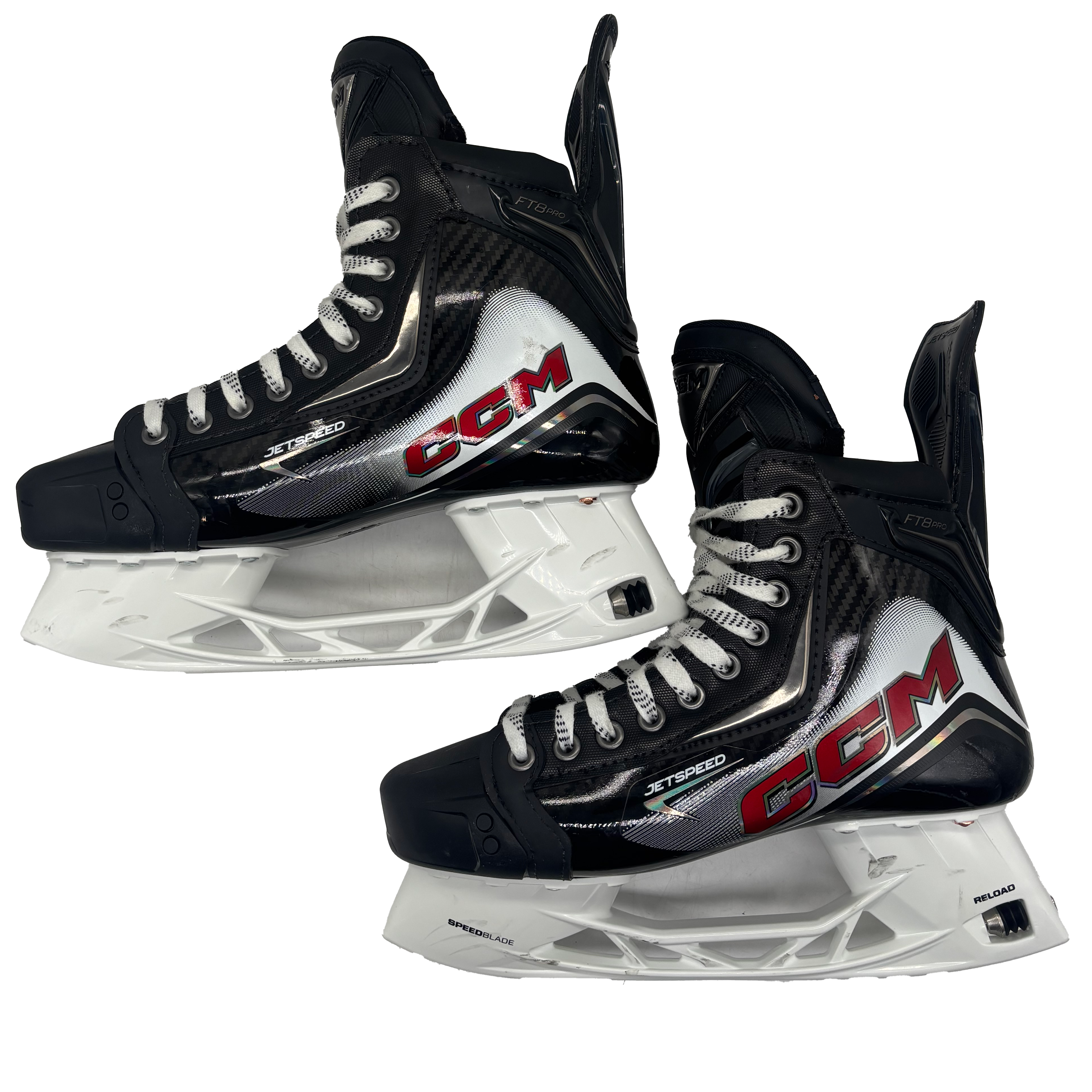 CCM Jetspeed FT8 Pro - Used Pro Stock Skates - Size 8E (White/Red)