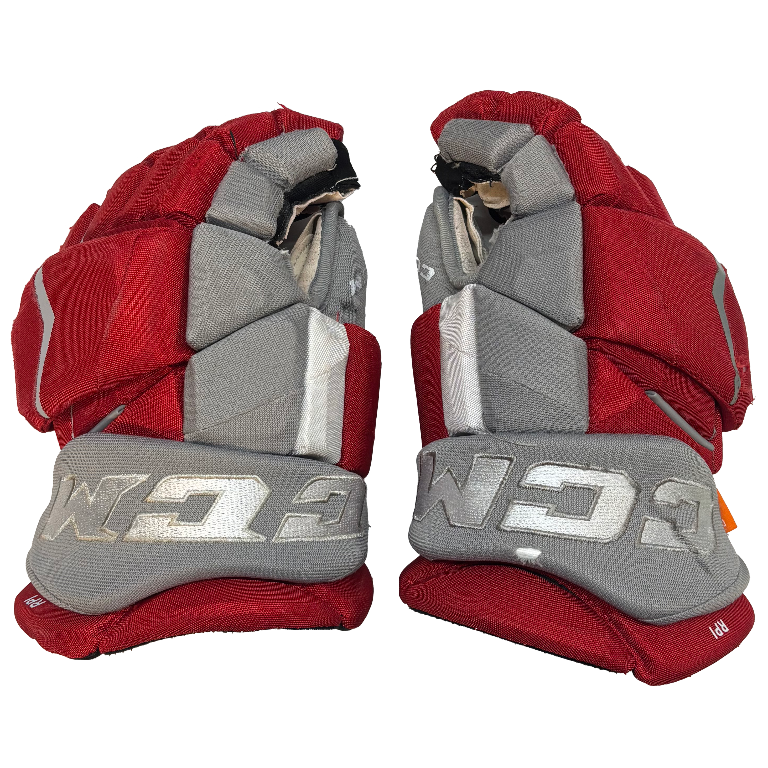 CCM HGJSPP - Used Pro Stock Hockey Glove (Red/Grey/White)