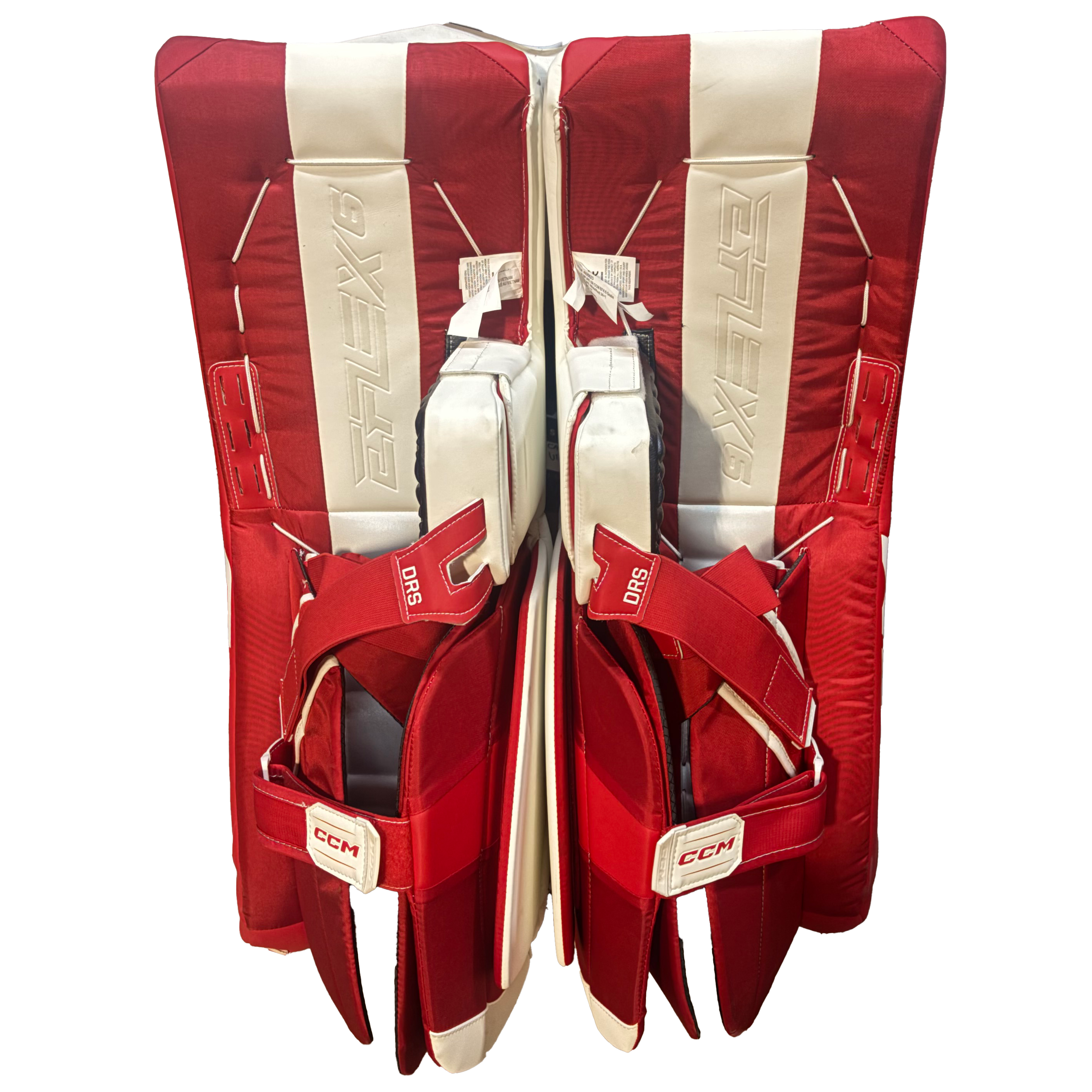Used - CCM Extreme Flex 6.9 - Pro Stock Goalie Pads (White/Red)