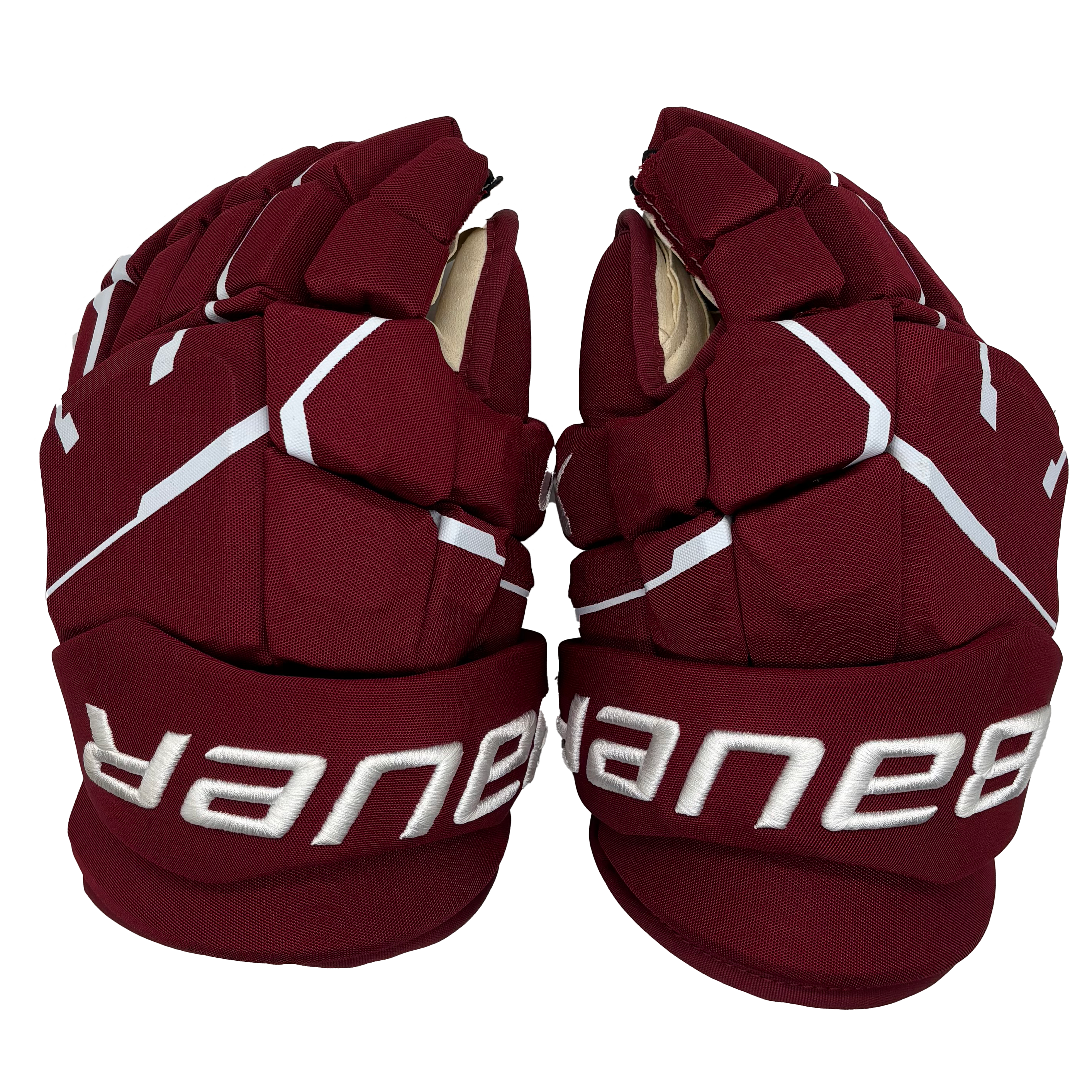 Bauer Supreme Mach - NCAA Pro Stock Gloves (Maroon/White) - Intermediate