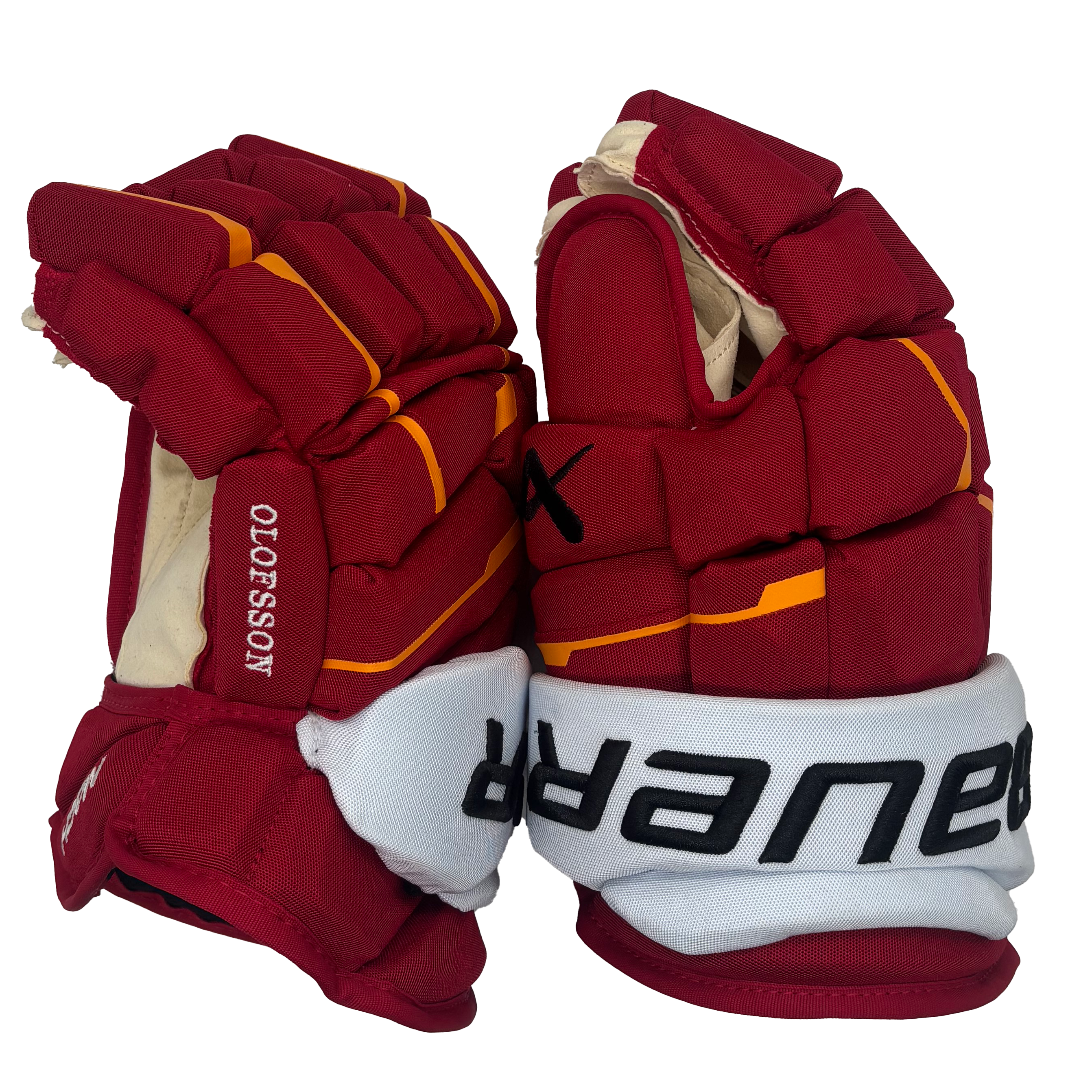Bauer Supreme Mach - NHL Pro Stock Hockey Gloves - Victor Olofsson (Red/Yellow/White)