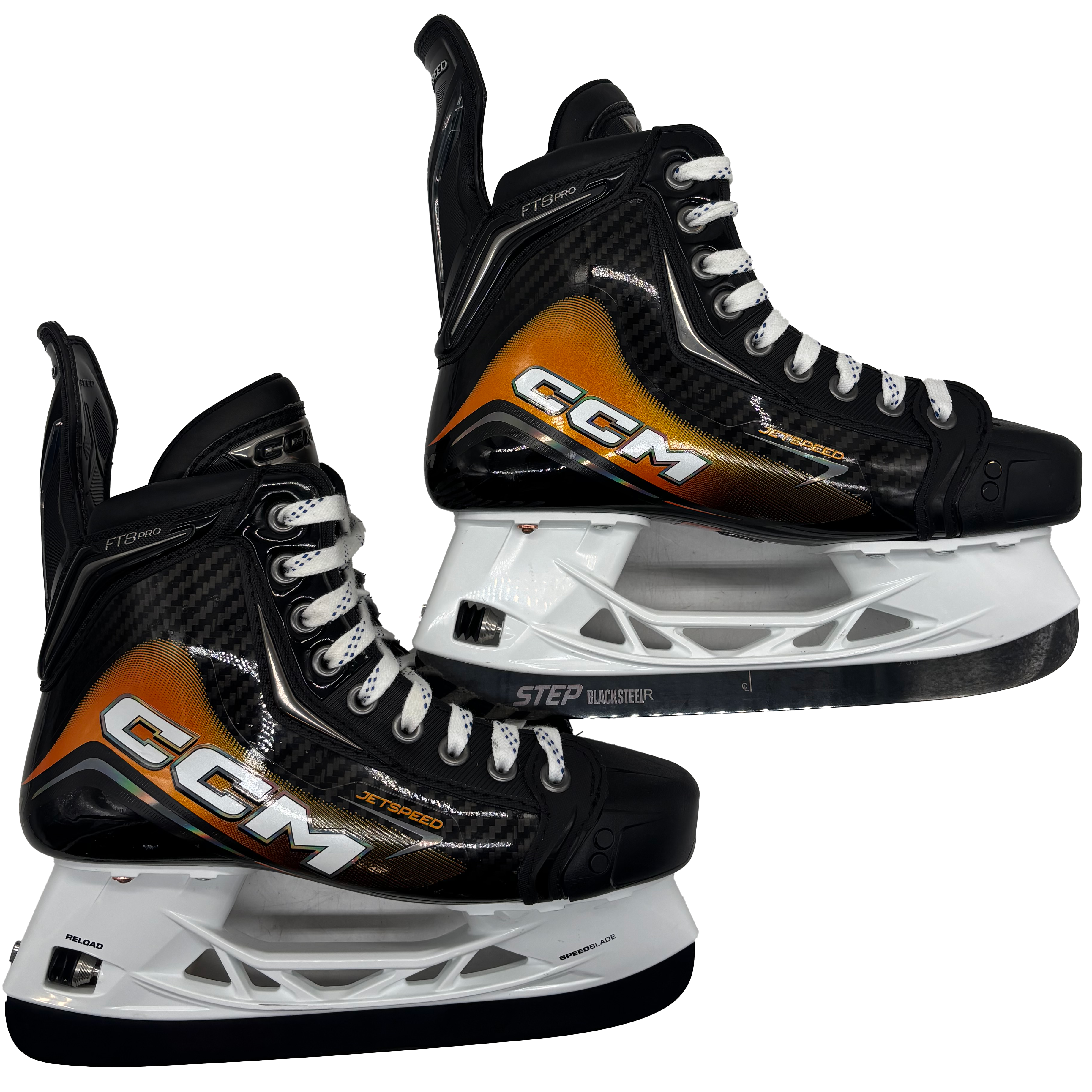 CCM Jetspeed FT8 Pro - Pro Stock Hockey Skates - Size 4E (Orange)