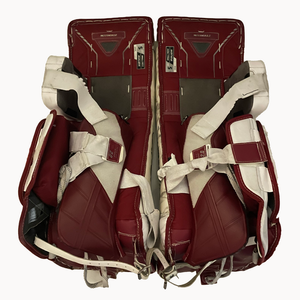 Bauer Vapor Hyperlite - Used Pro Stock Senior Goalie Pads (White/Maroon)